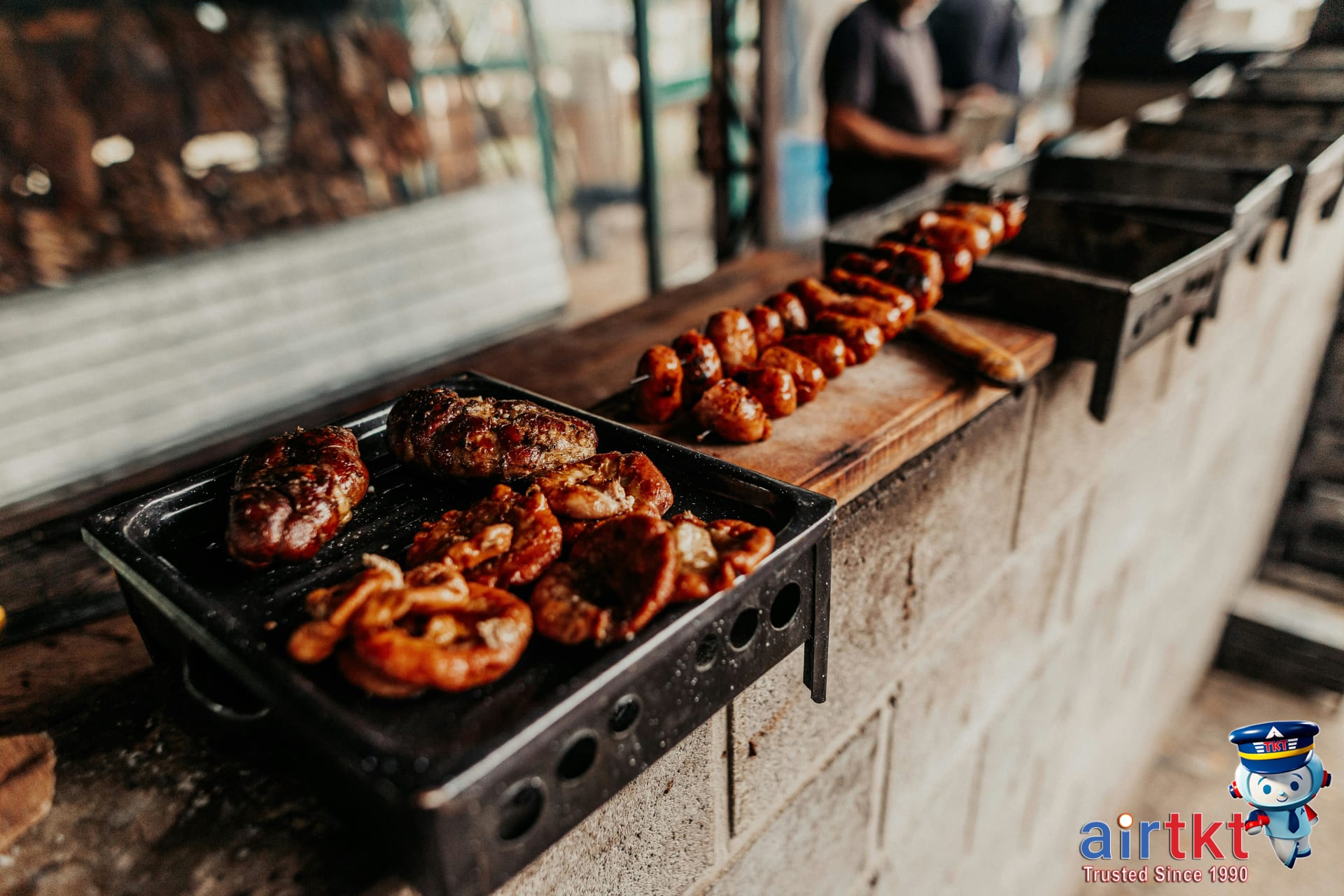 Authentic Argentine steak cooked on grill in Buenos Aires restaurant