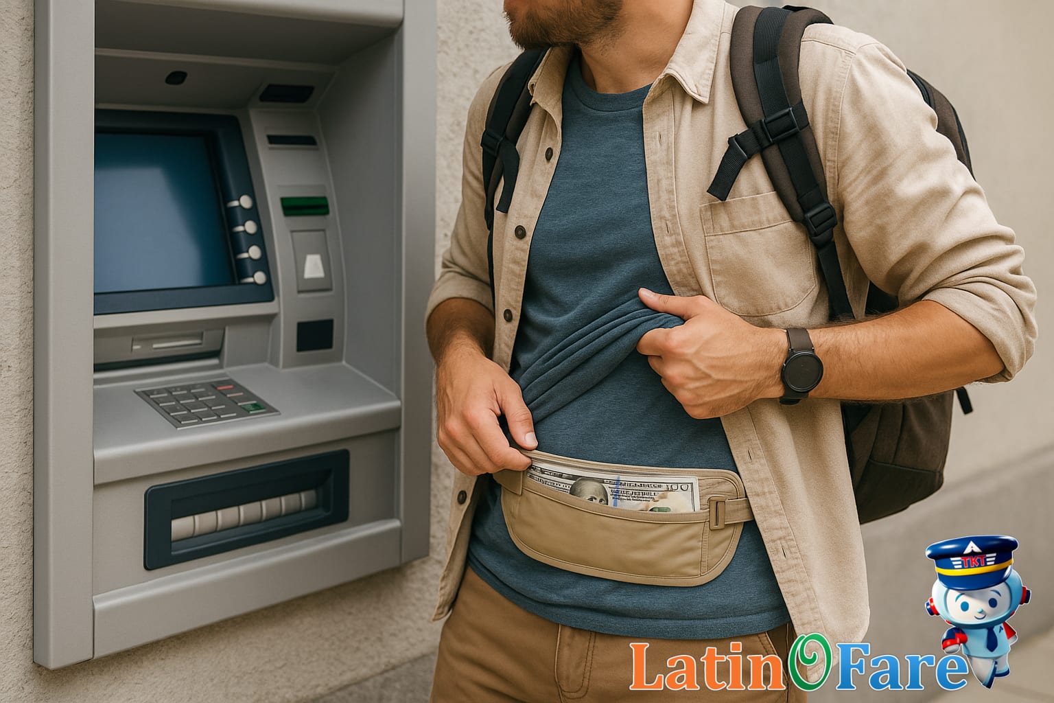 Money belt and wallet showing cash management, best pickpocket-proof storage details for travel