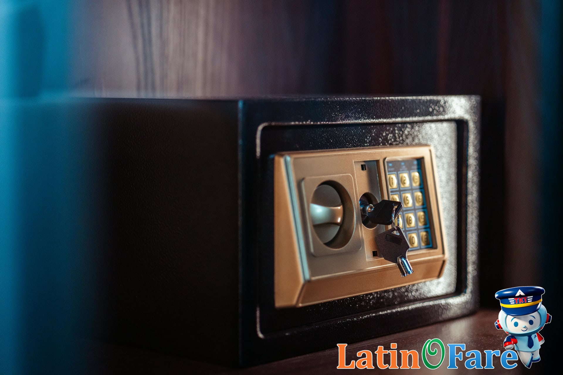 Traveler secures valuables in a hotel safe for greater hotel room security.