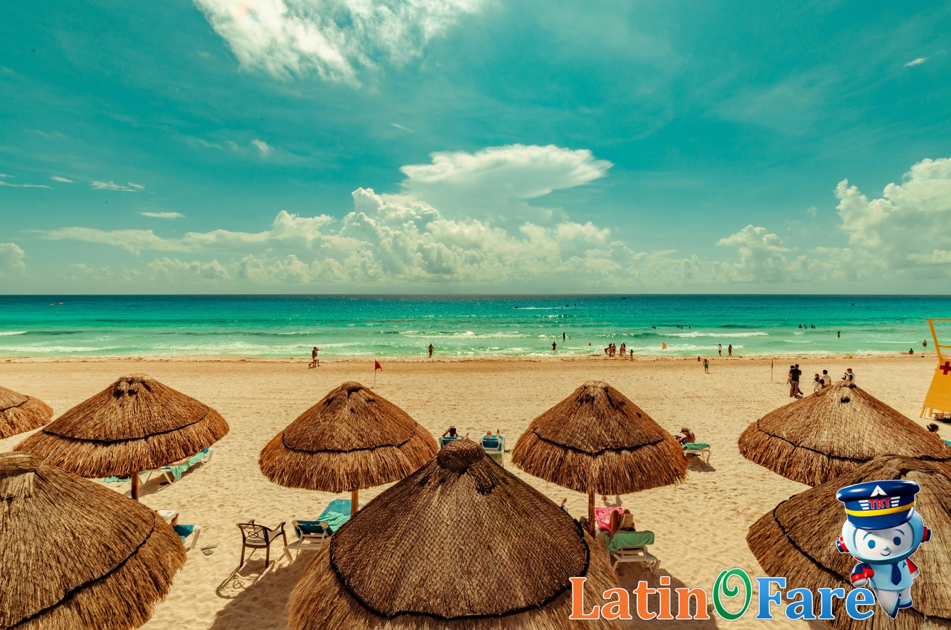Cancun beach paradise with turquoise water and palm trees, perfect for a dream vacation