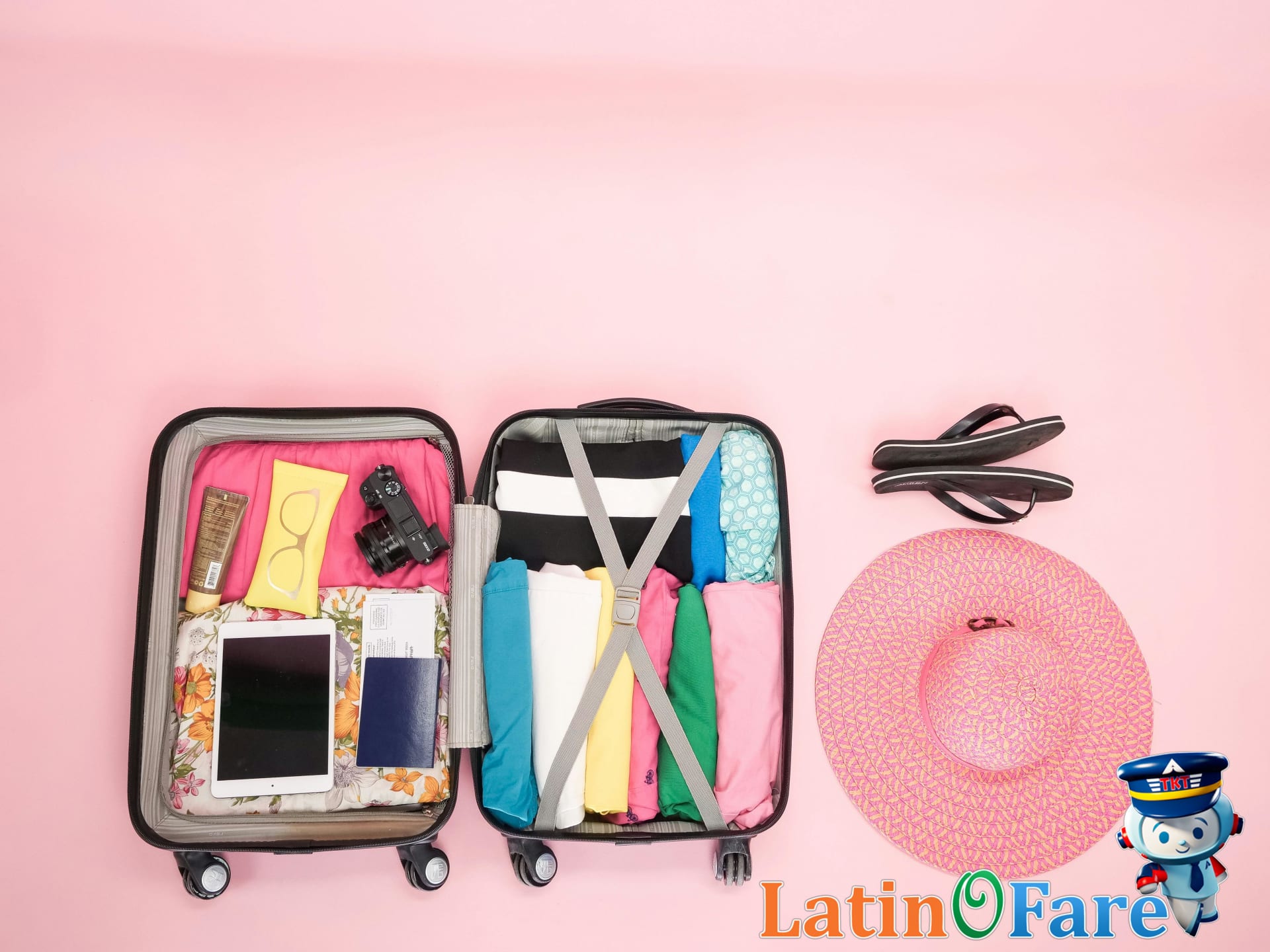 Open suitcase packed neatly with clothes and travel essentials for Labour Day trips