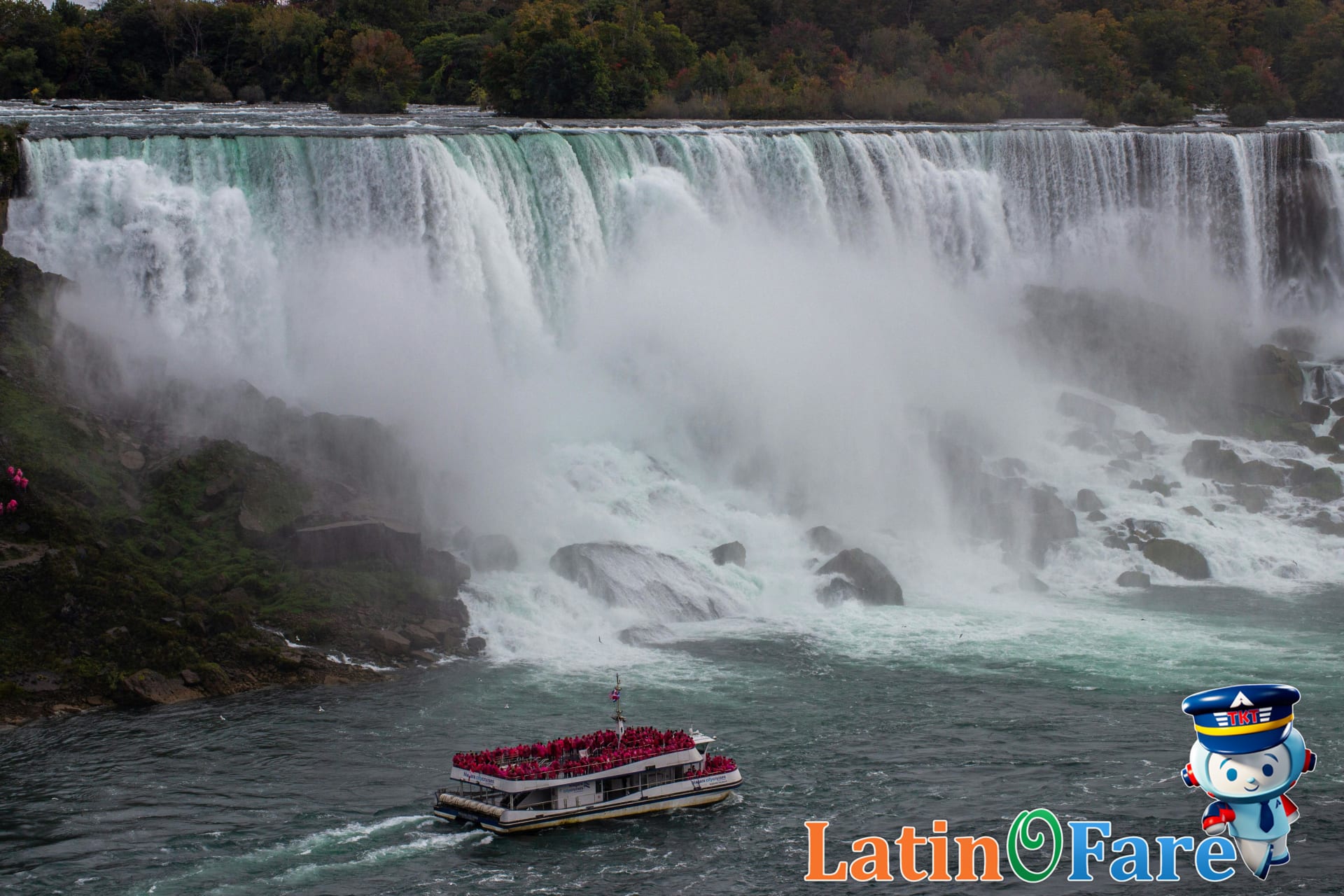 Tourists enjoying Labour Day at Niagara Falls in Canada with spring crowds