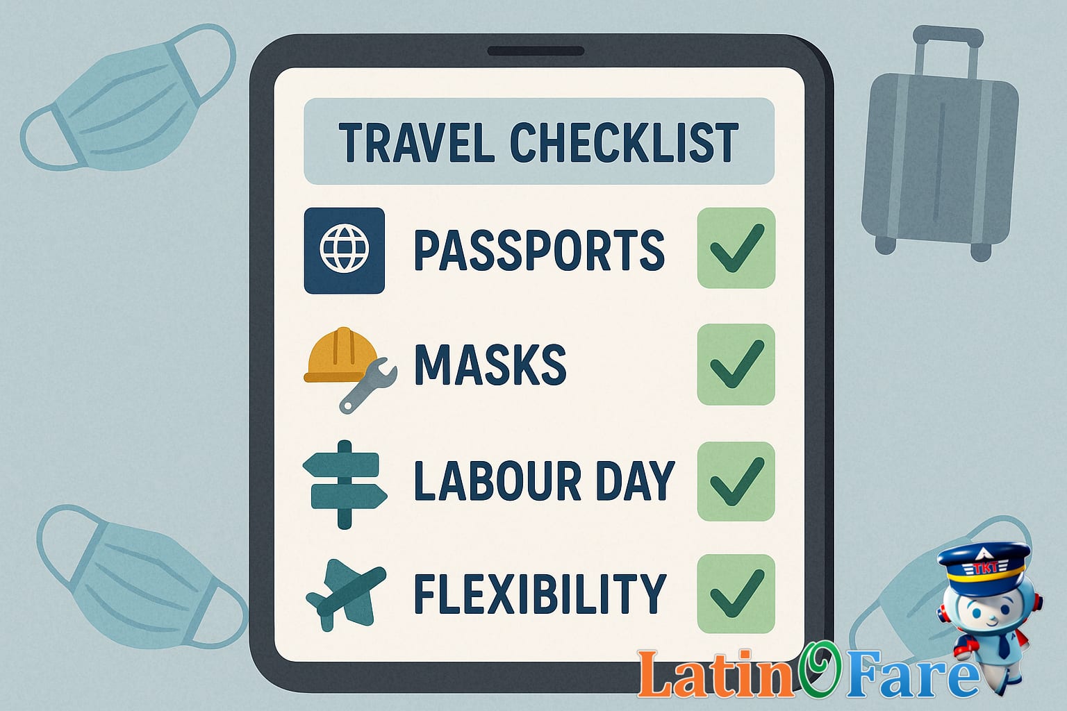 Preparing travel documents and safety gear for Labour Day travel checklist and safe planning