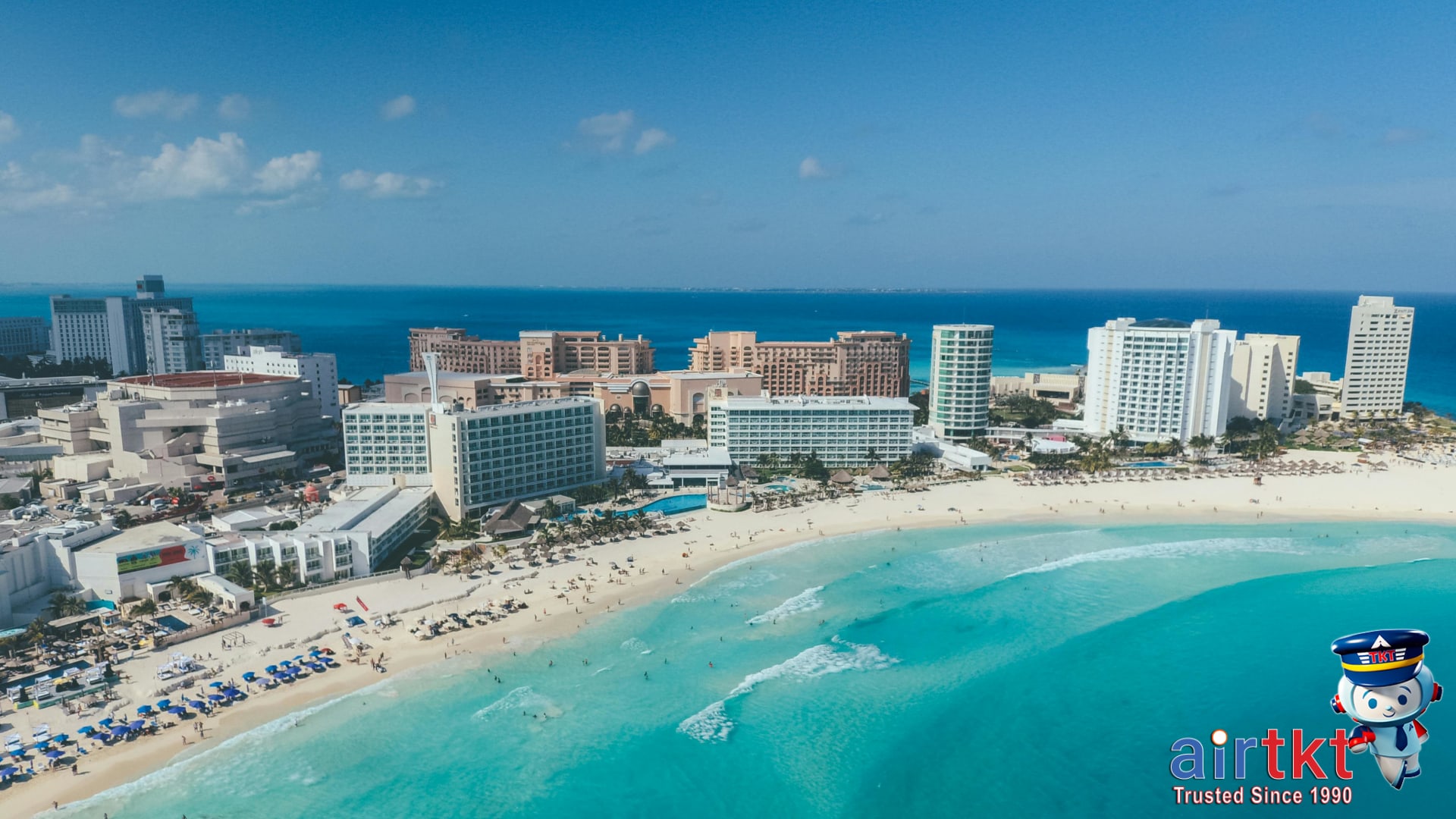 Budget travel infographic with Cancun beach backdrop