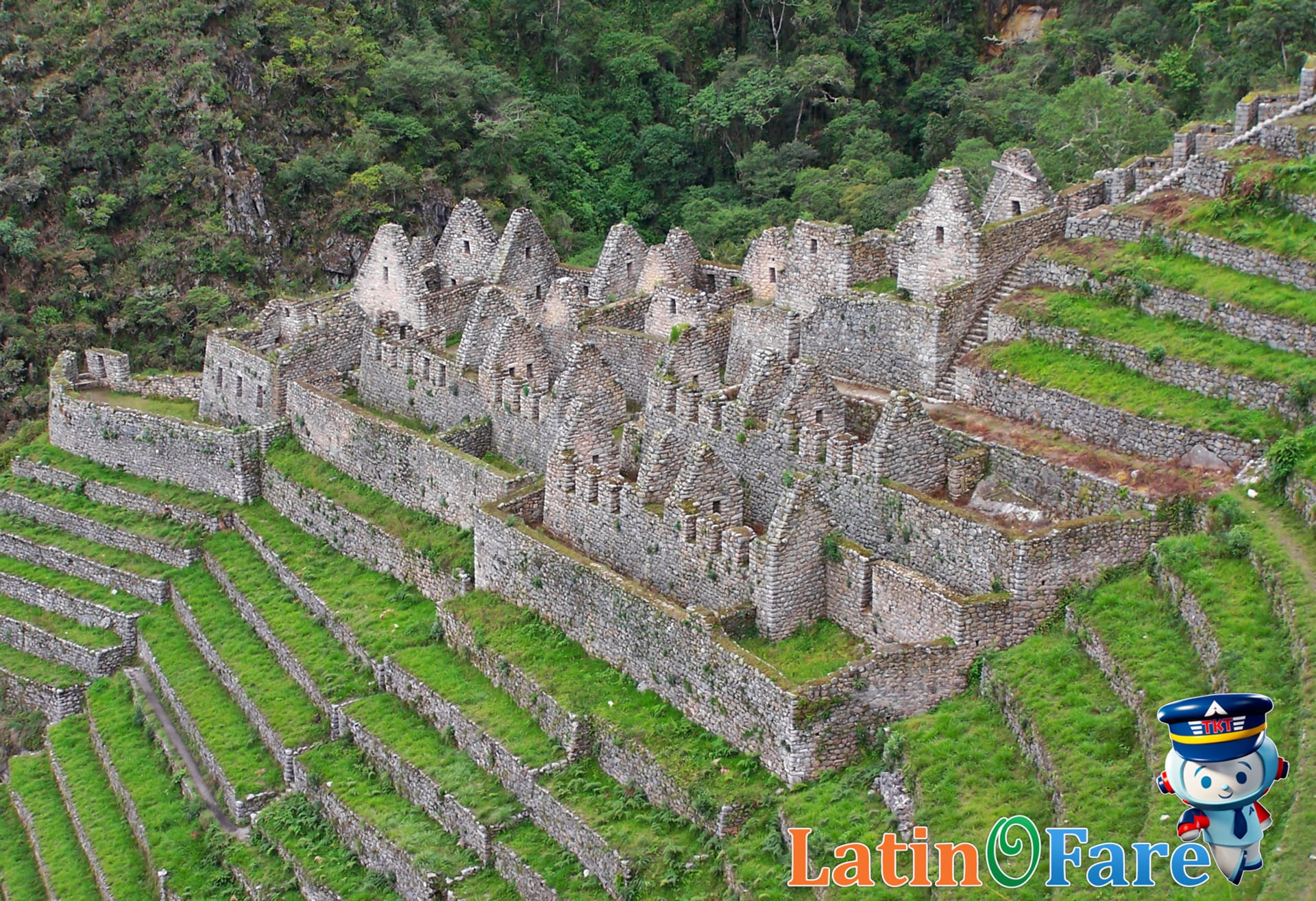 Stonework and terraces at classic Machu Picchu Incas site in Peru present ancient history