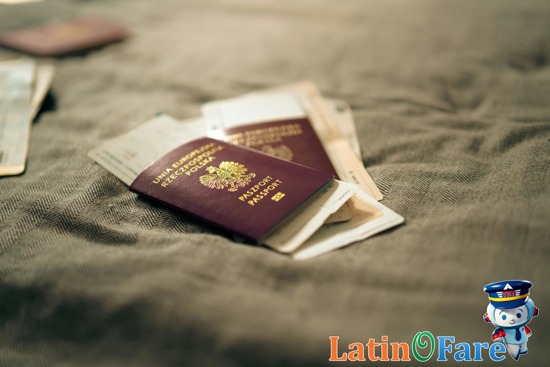 Open travel document holder on hotel bed highlighting urgency in lost passport scenarios