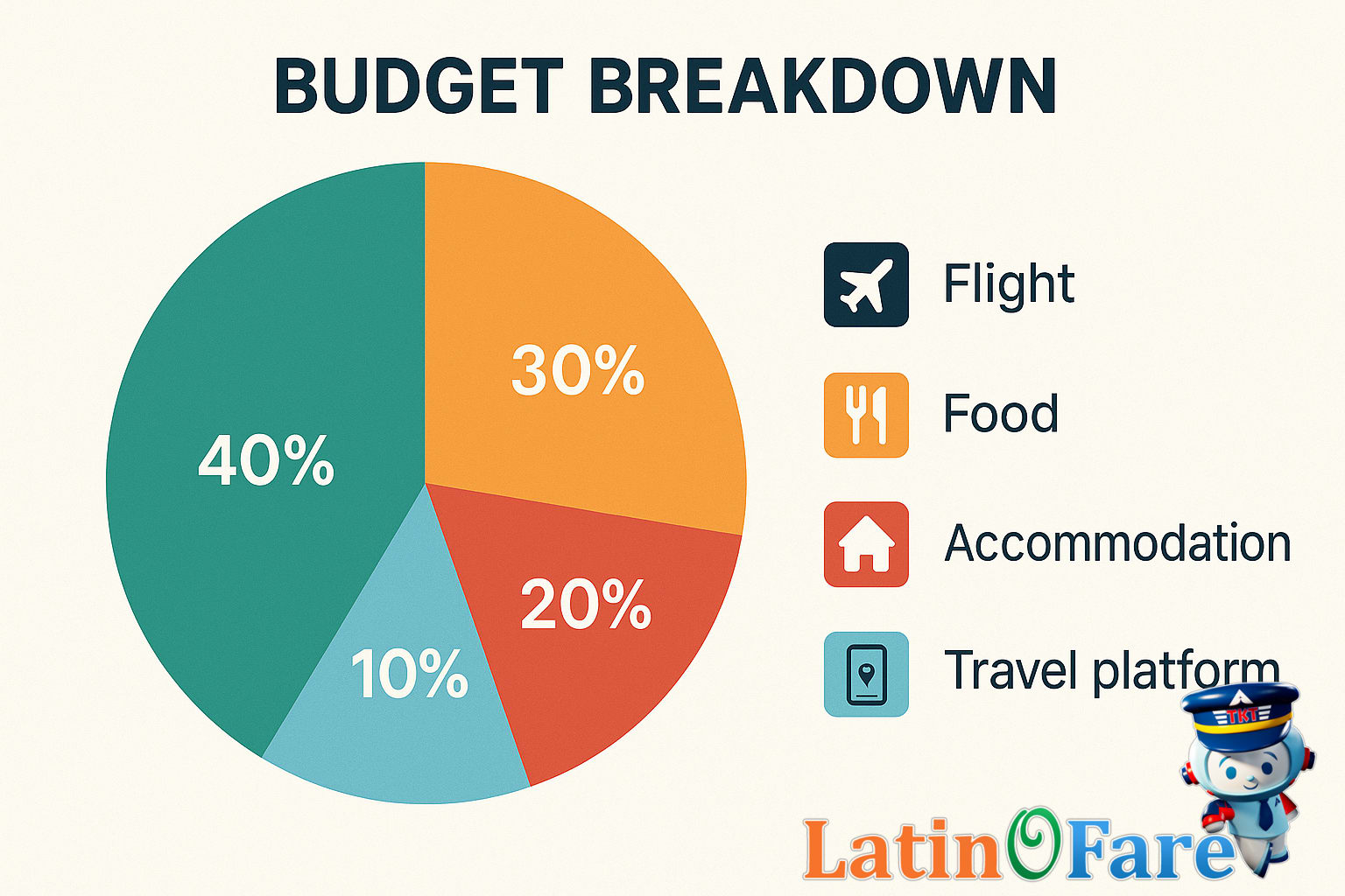 Budget breakdown for flight, food, and accommodation costs on travel platform