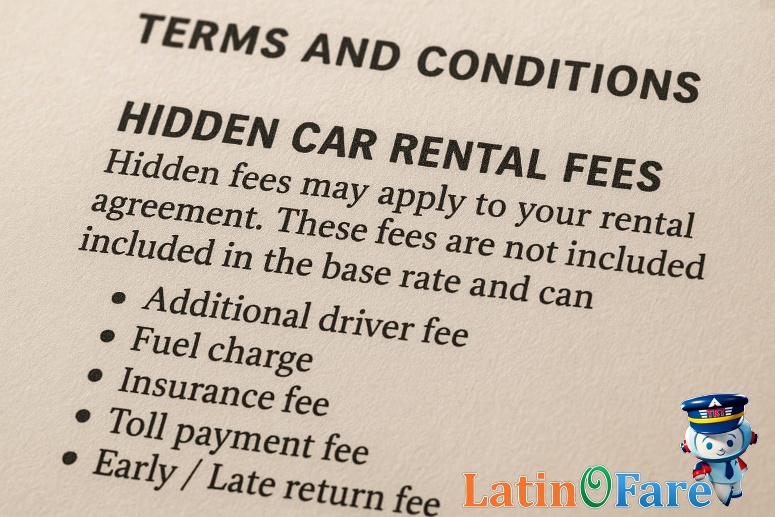 Reviewing fine print for hidden fees with cheapest car rental