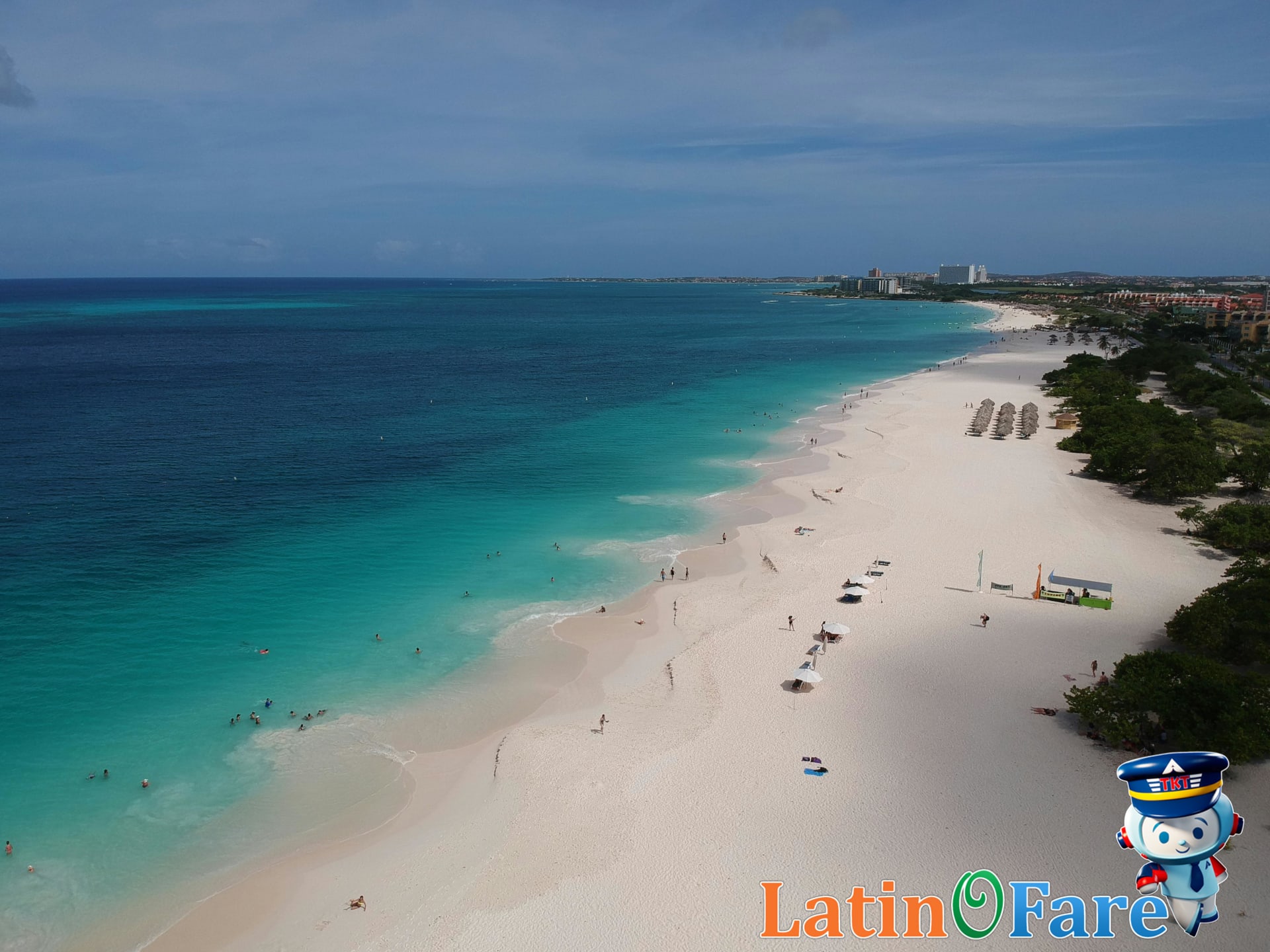 Aruba beach guide – Breezy Eagle Beach with palm trees and white sand