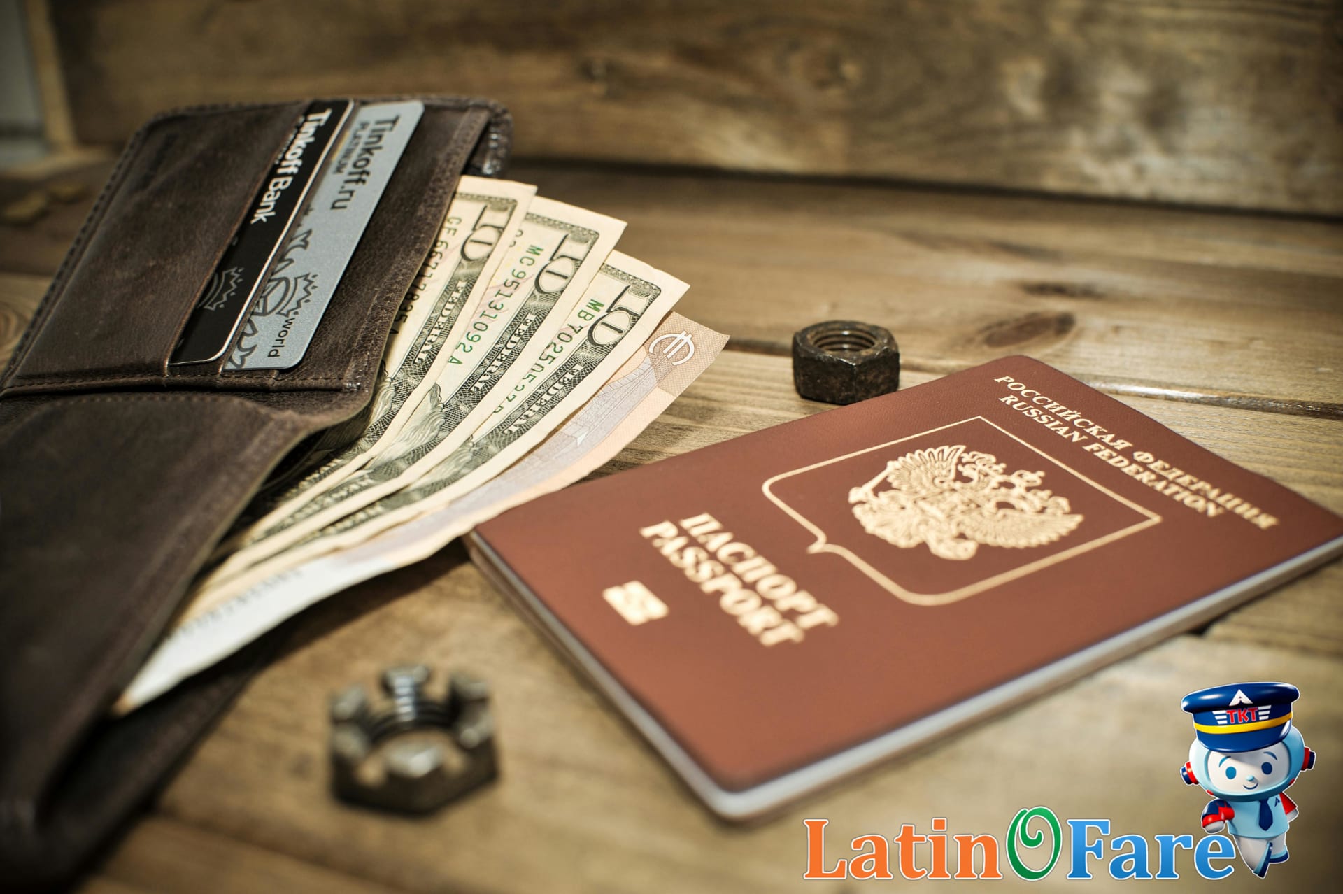 Essentials for New Year's Eve trip including wallet and party accessories for world travel