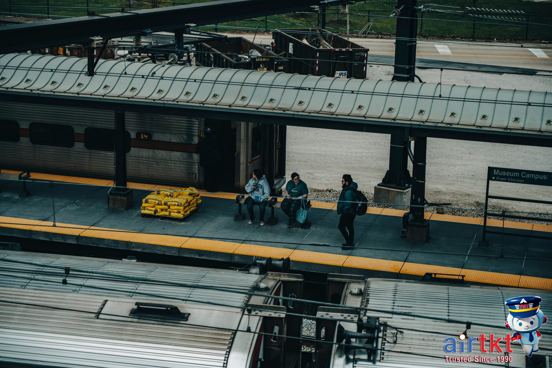 Passengers boarding an Amtrak train at Chicago city station platform