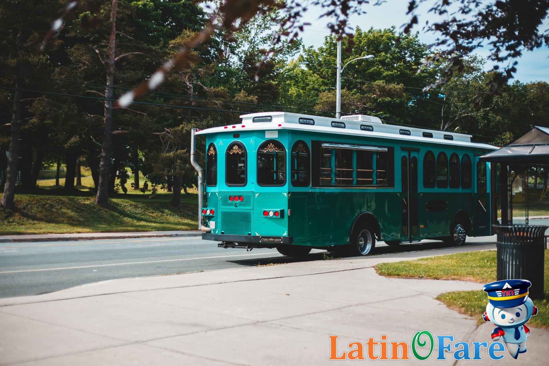 Free Miami trolley waiting at curb, serving visitors exploring vibrant neighborhoods by public transit