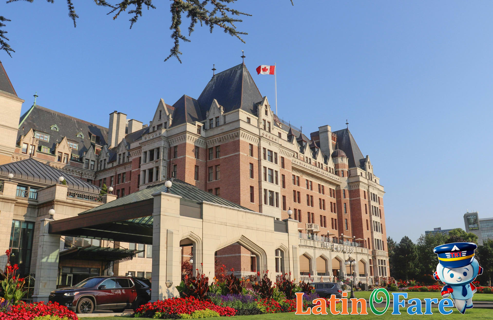 Family exploring historic Canadian town decorated for Victoria Day weekend family-friendly getaway