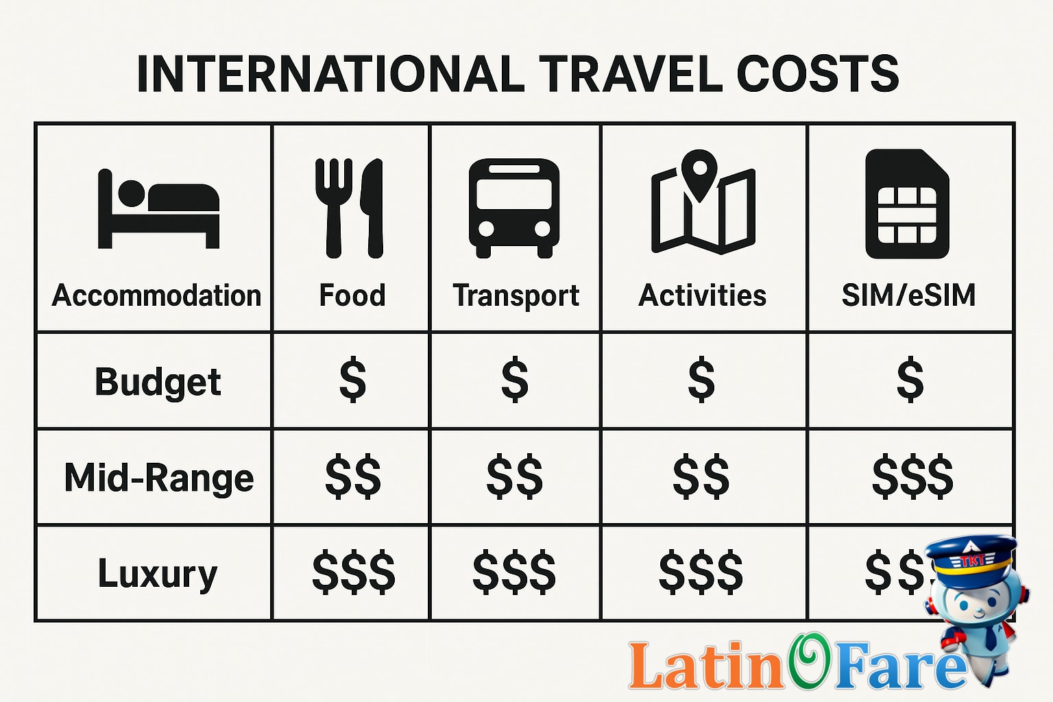 Budget tier cost comparison for SIM and eSIM during international travel