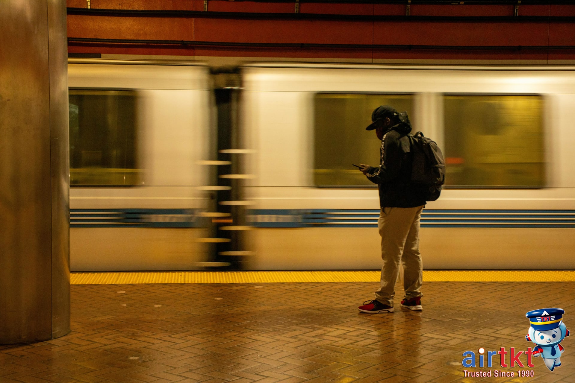 BART train arriving at downtown San Francisco station