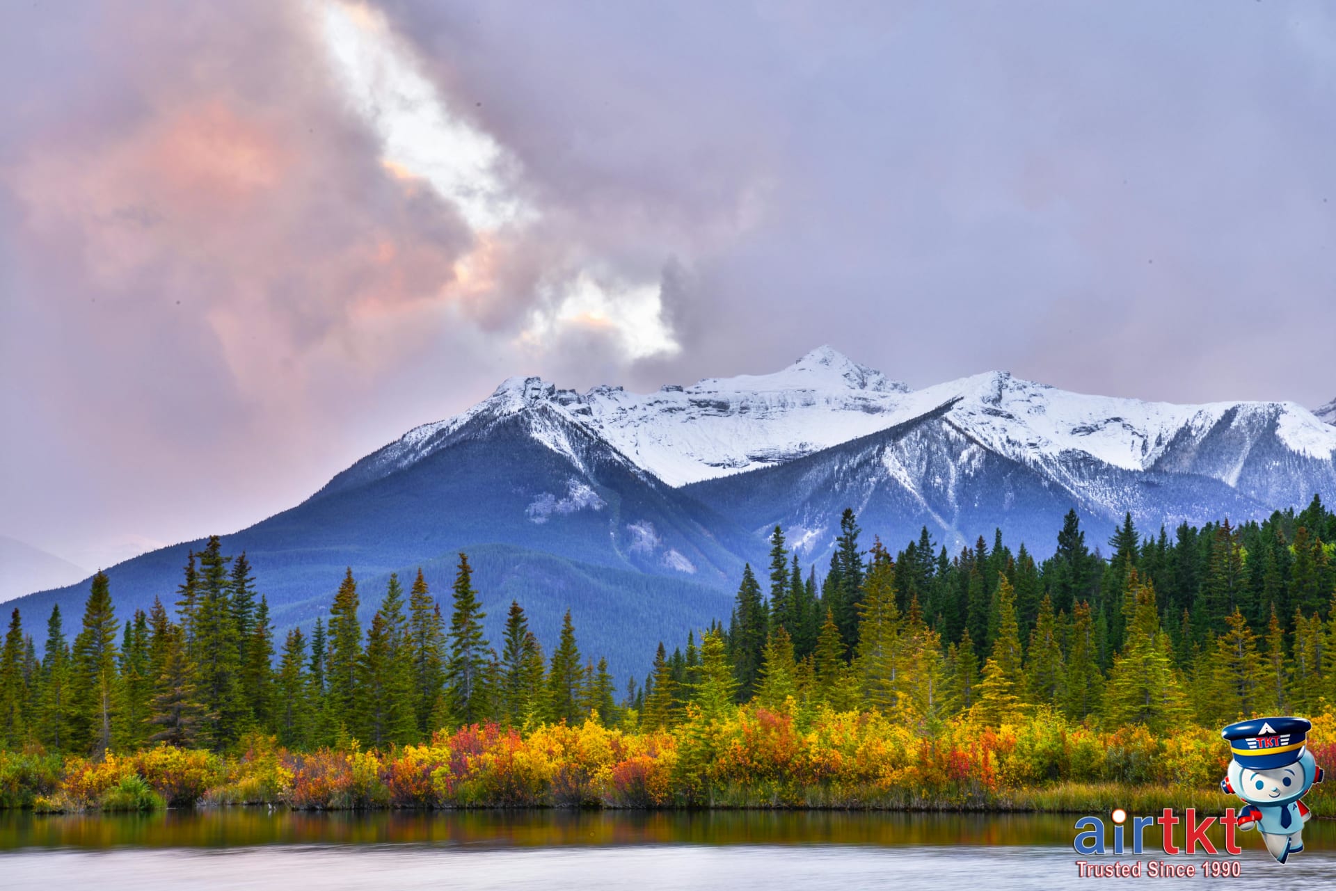 Autumn foliage colors in Banff National Park Canadian Rockies