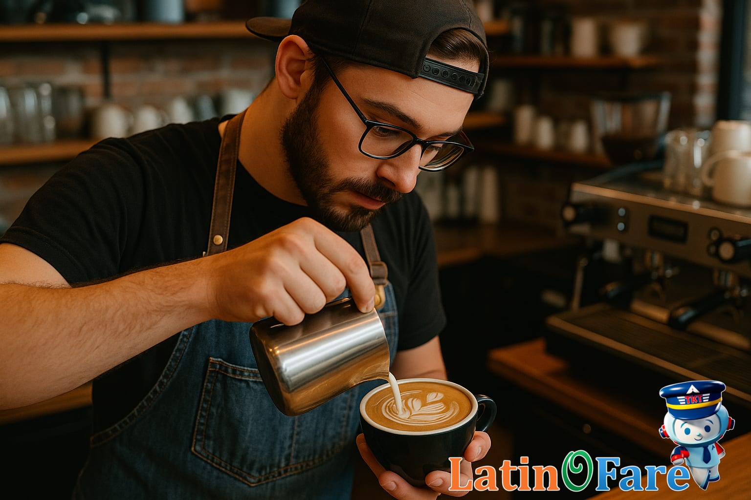 Seattle coffee culture on a budget with latte art by local skilled barista in a café