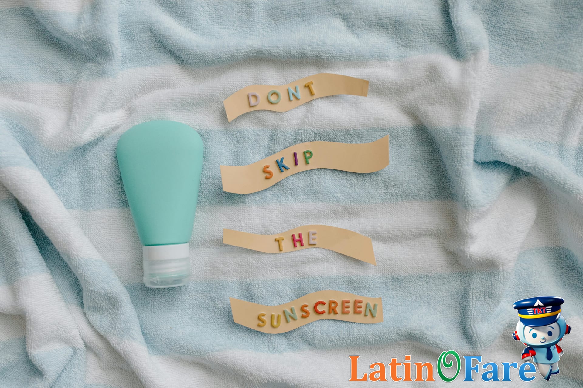 Sunscreen bottle as essential festival item for Lollapalooza outdoor summer event.