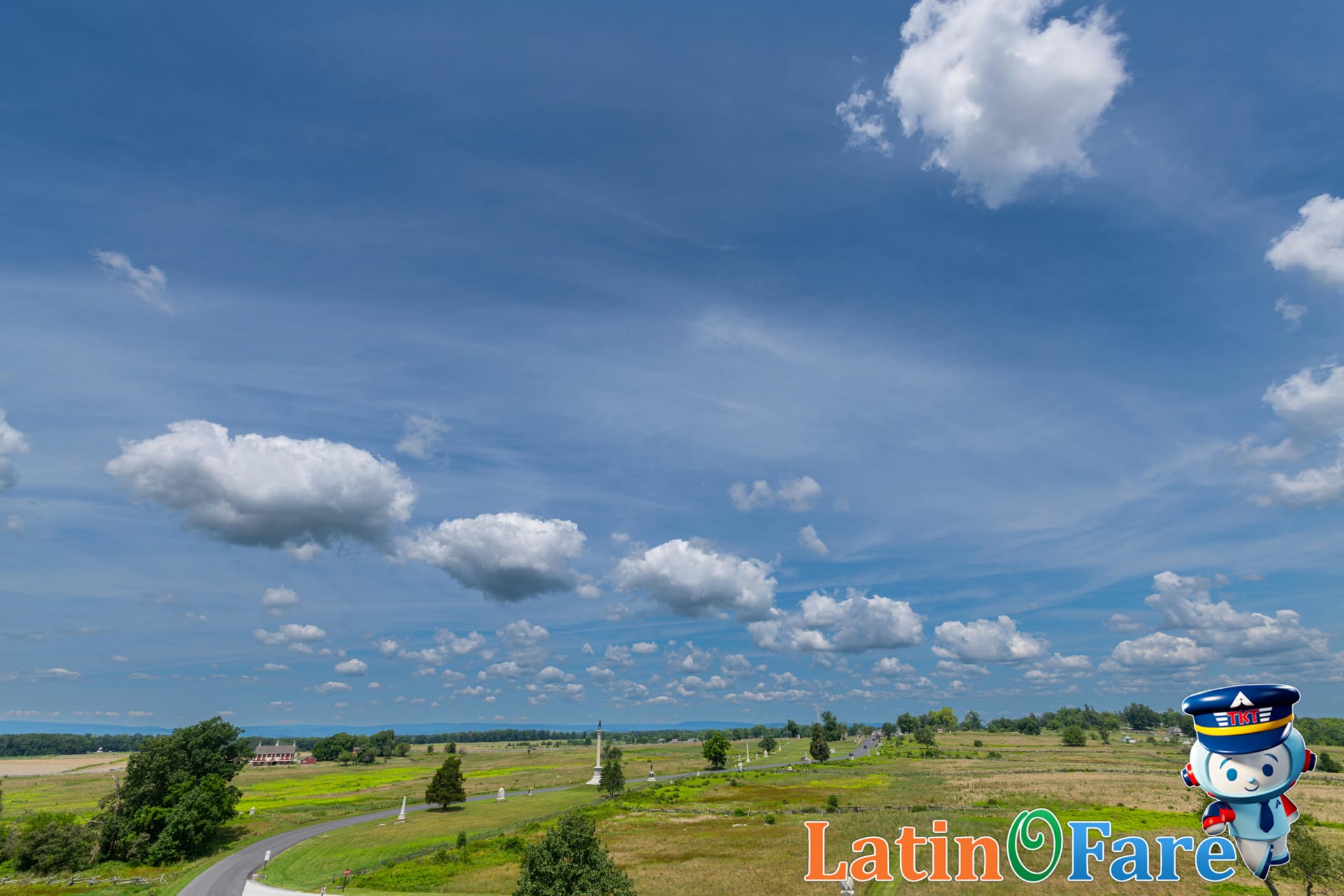 Scenic landscape view of Gettysburg battlefield for Flag Day history road trip experiences.