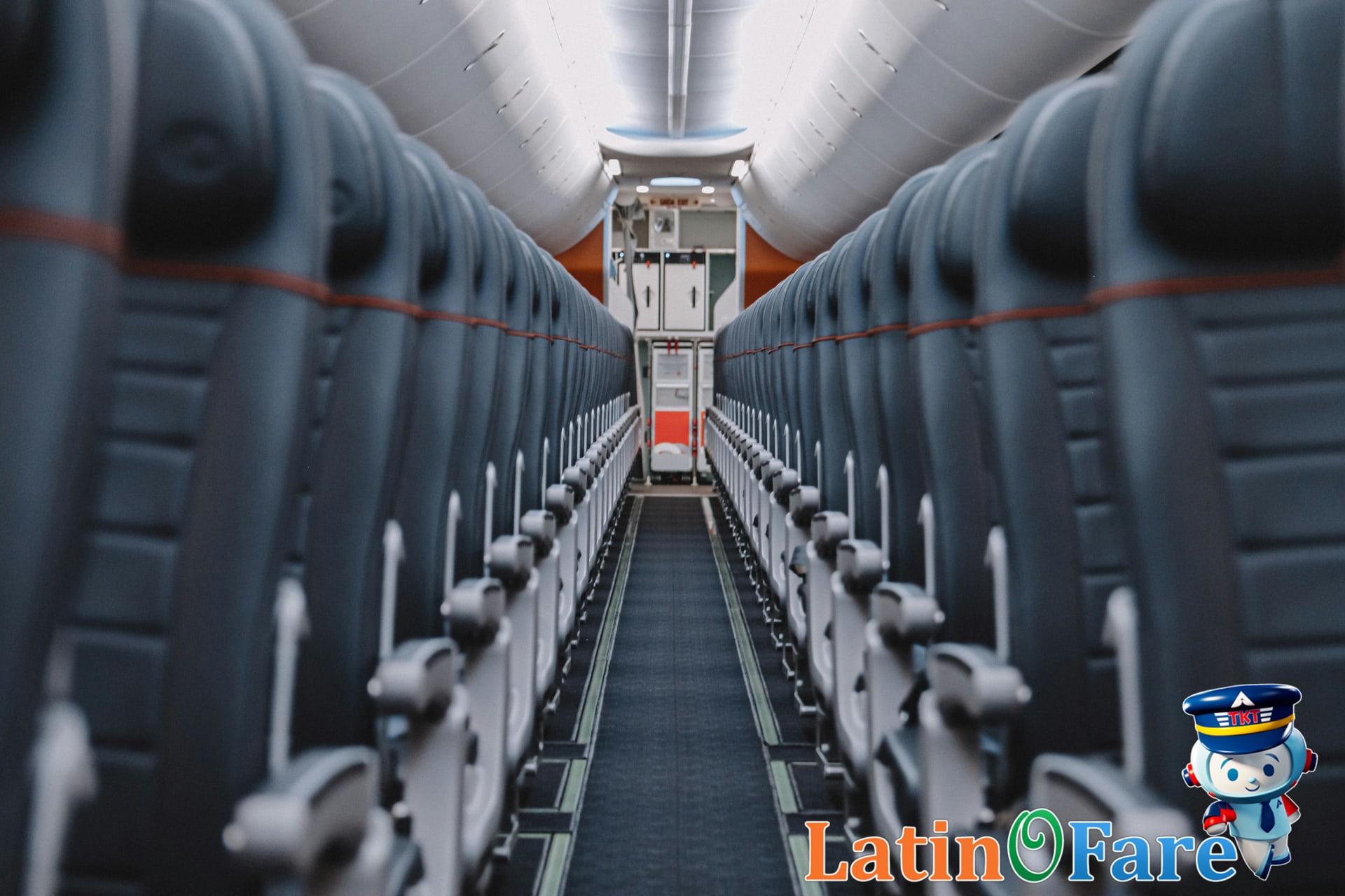 Inside a LATAM Airlines cabin showing seat layout and onboard service options for travelers