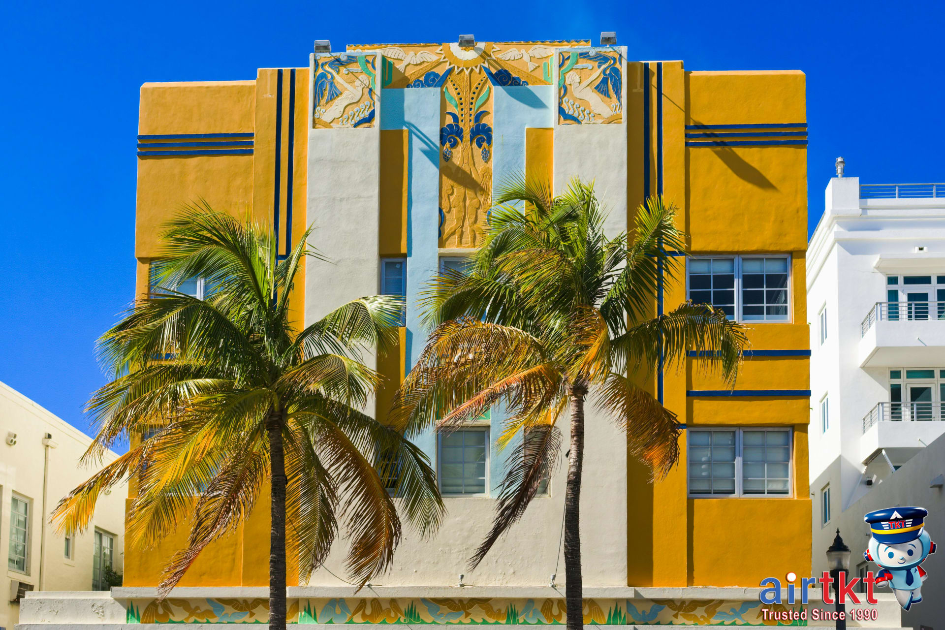 Colorful art deco buildings in Miami South Beach