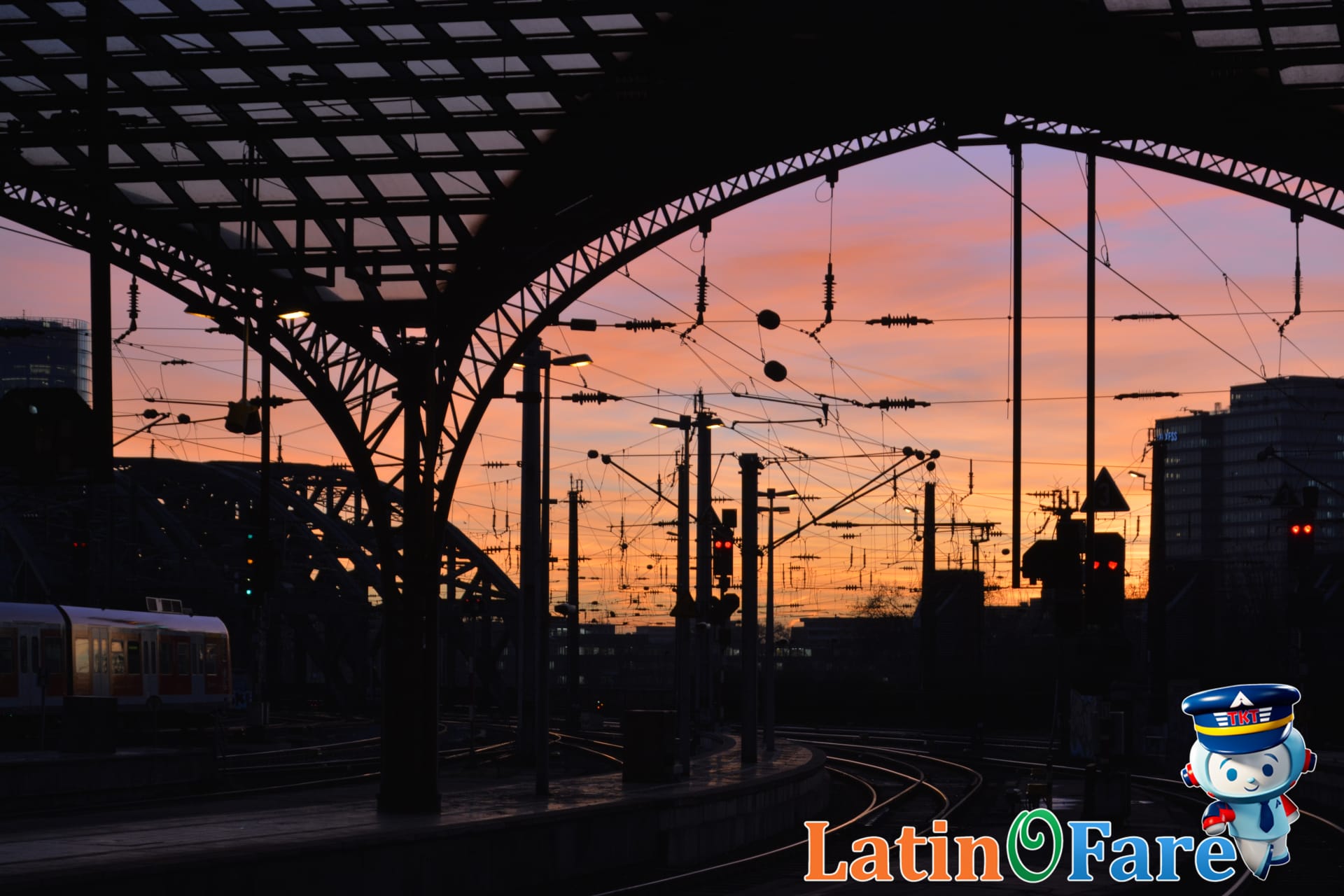 Public transit to airport during sunrise for early morning flight connections.
