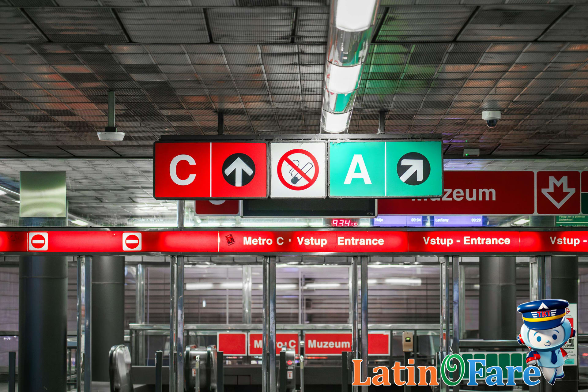 Airport subway entrance for public transit to airport access in a major city