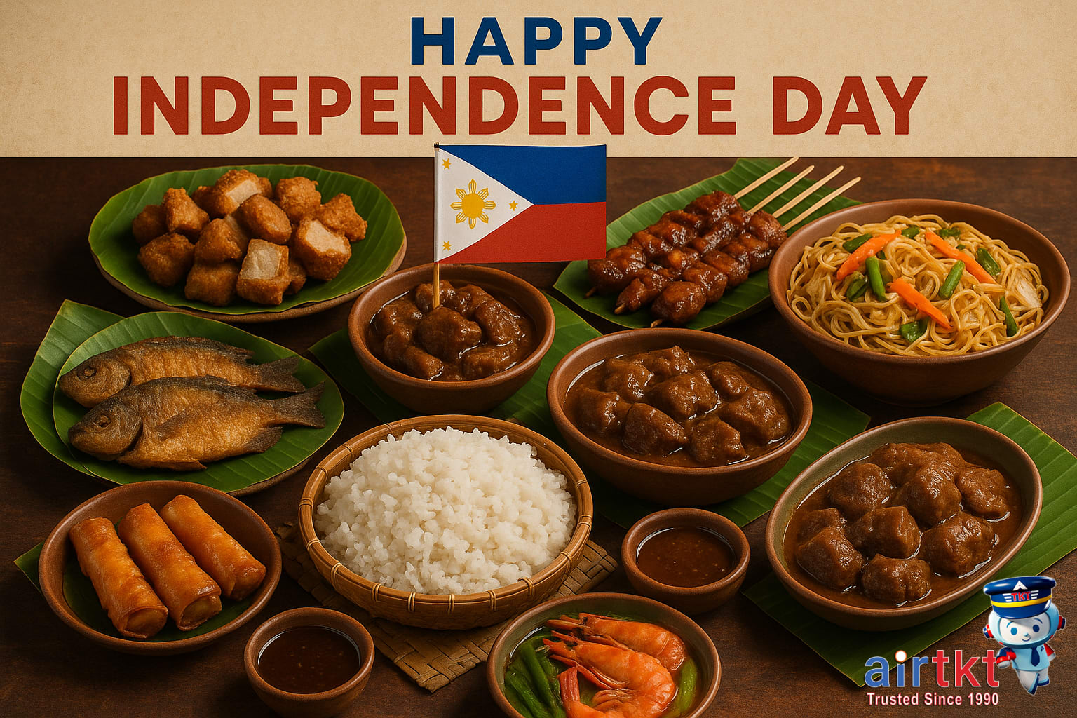Traditional Filipino dishes enjoyed during Philippine Independence Day festivities