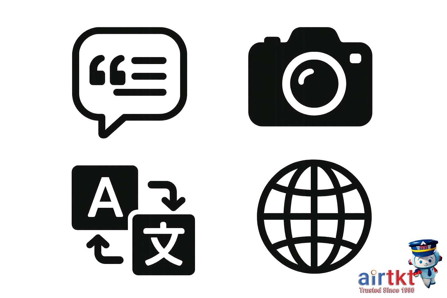 Key features of translation apps for travel use including speech text camera
