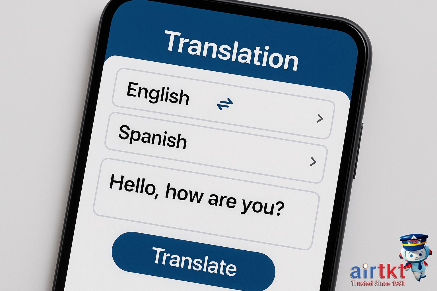 Translation app user-friendly interface showing clear buttons and options