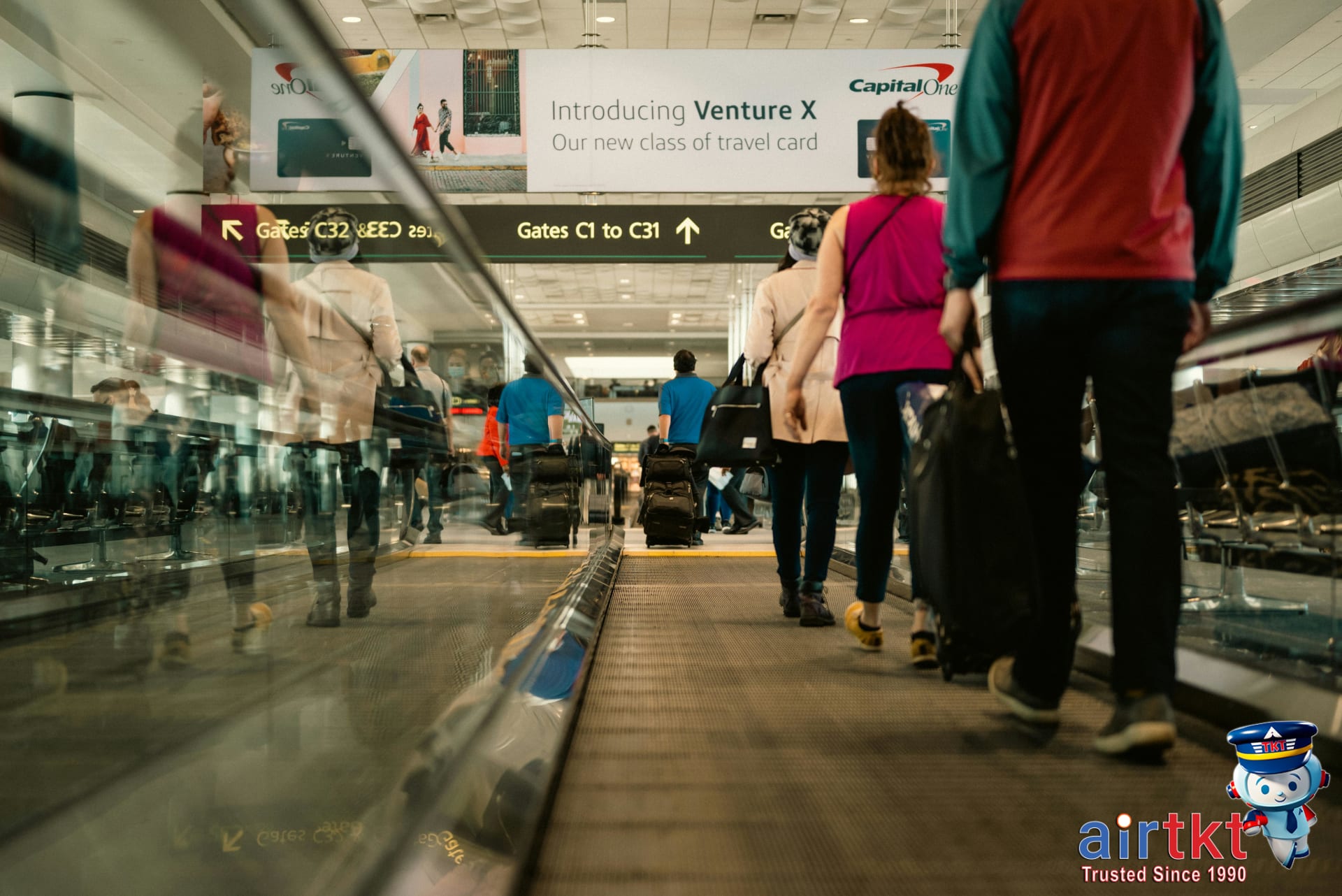 Traveler wearing easy footwear and simple clothes for TSA screening ease