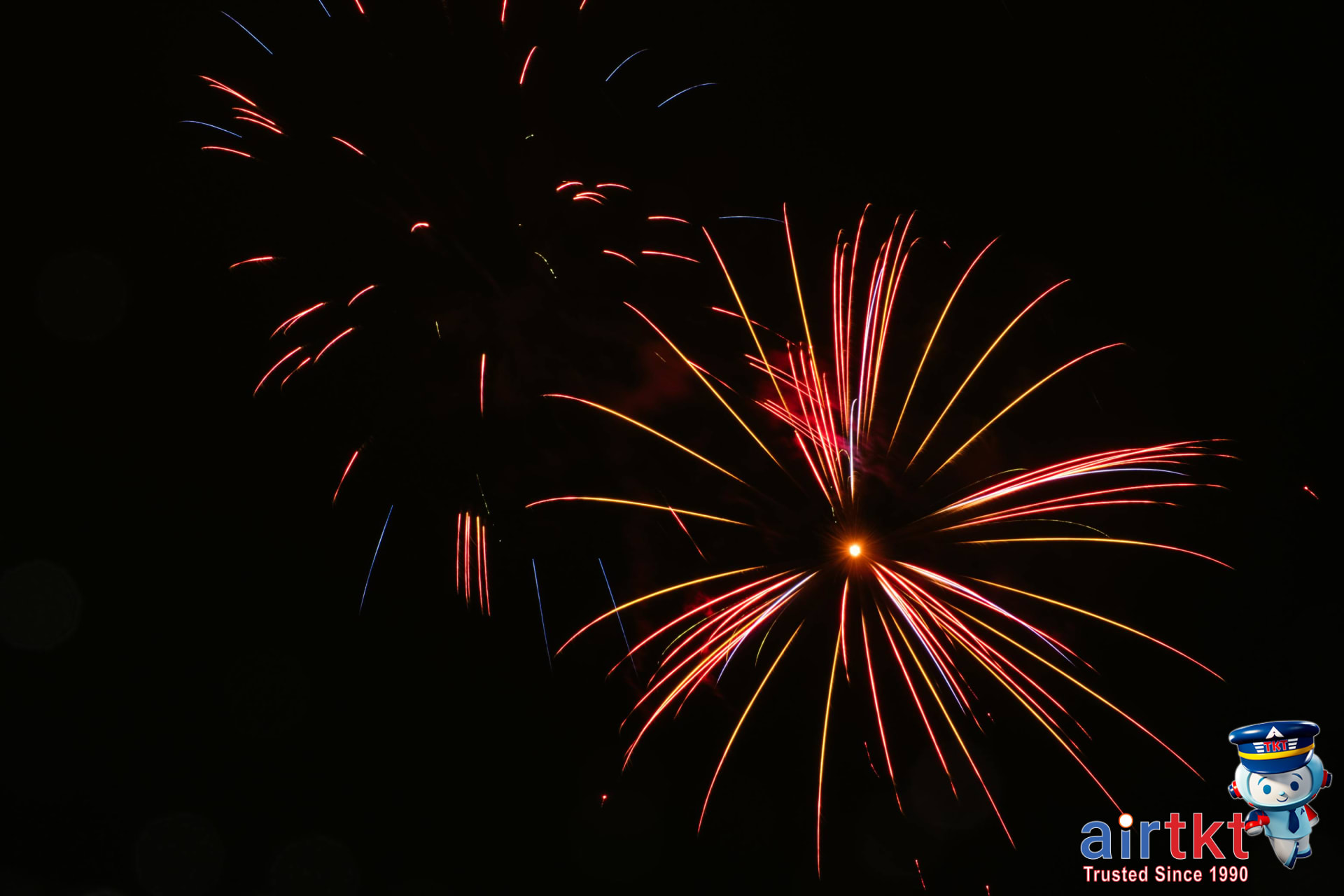 Evening fireworks and dazzling holiday lights illuminating NYC after parade