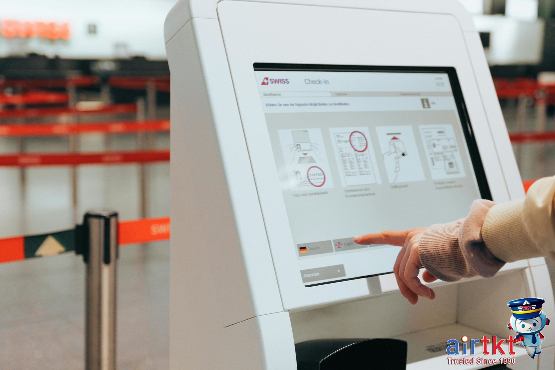 Budget airlines self-service check-in counters at airport terminal, showcasing cost-saving travel options