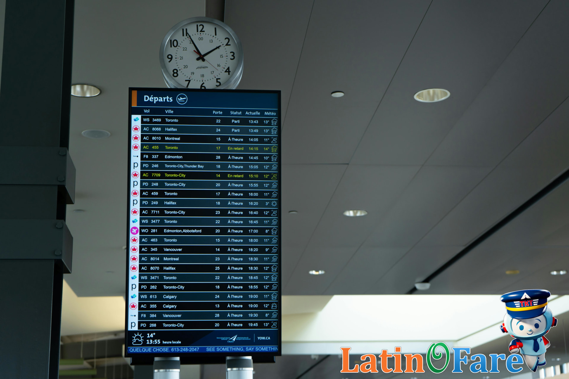 Traveler looking concerned at airport boarding gate clock to avoid timing mistakes