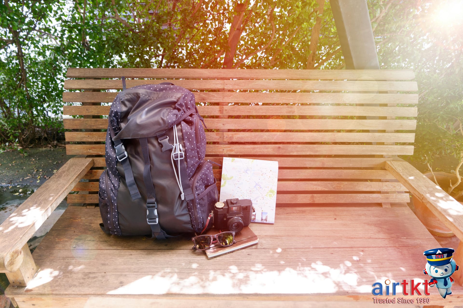 Hiking backpack with maps and gear prepared for Catskills trip.