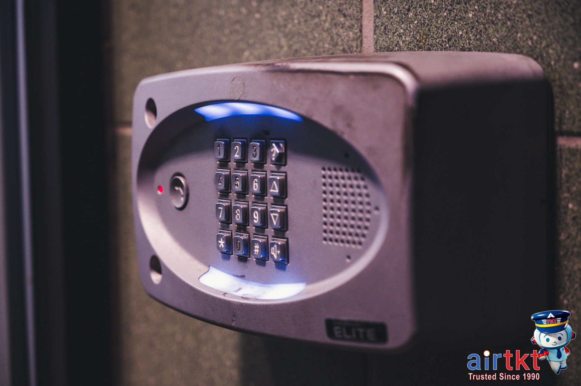 Close-up of electronic security gadgets for hotel room door protection