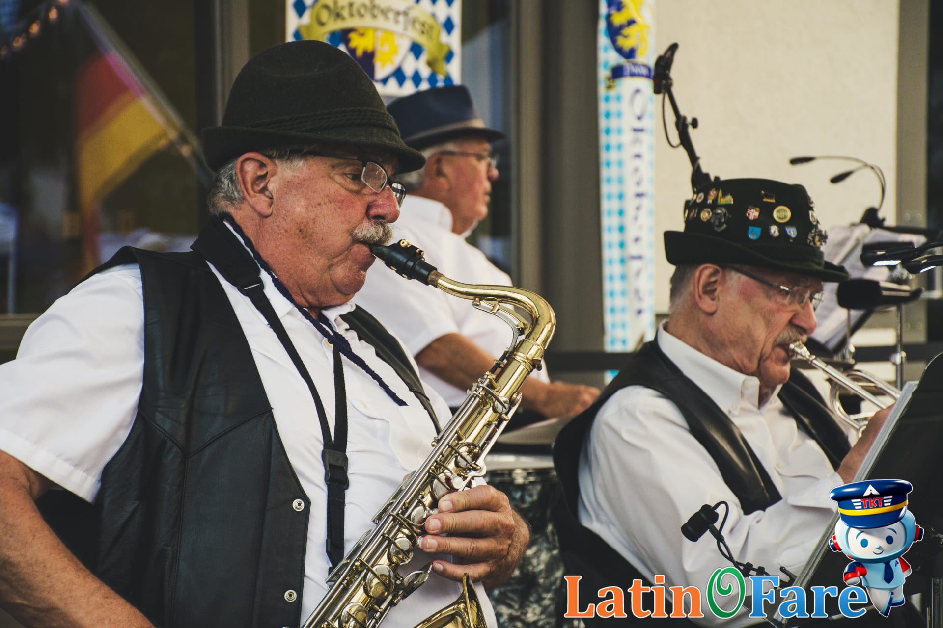 Traditional Bavarian band performing live at Oktoberfest Munich reflecting German folk festival spirit