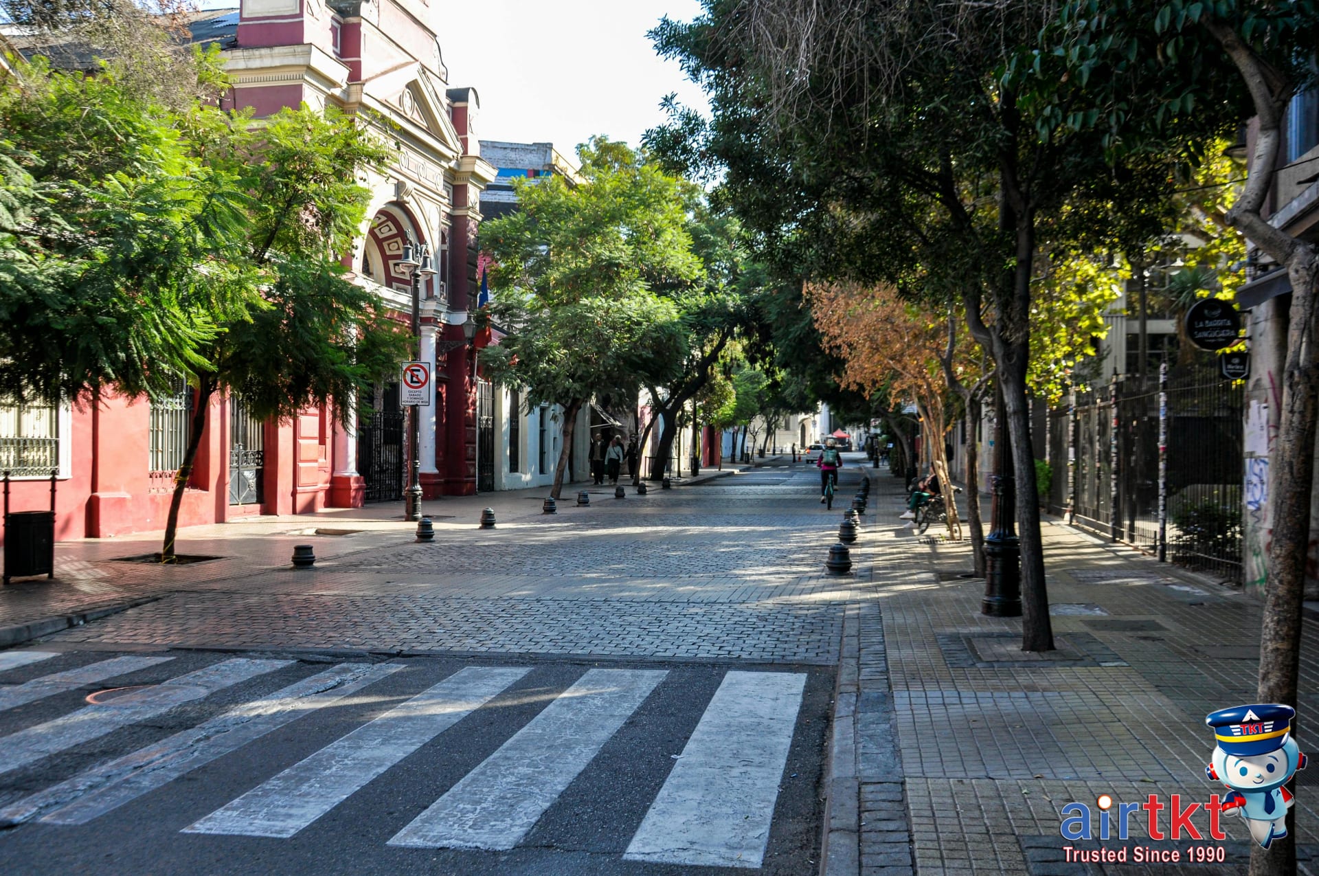 Colorful Bellavista neighborhood houses in Santiago Chile with bright murals and leafy streets