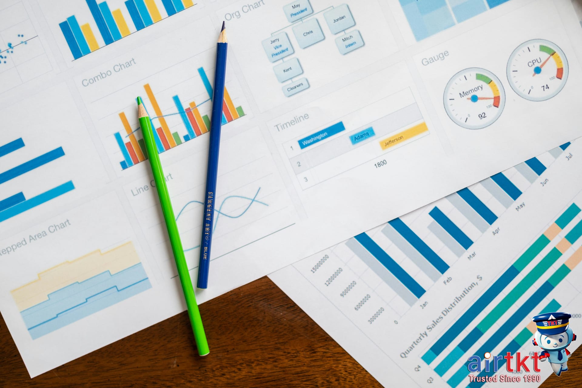 Financial analysis charts and colored pencils for Cape Cod travel budgeting