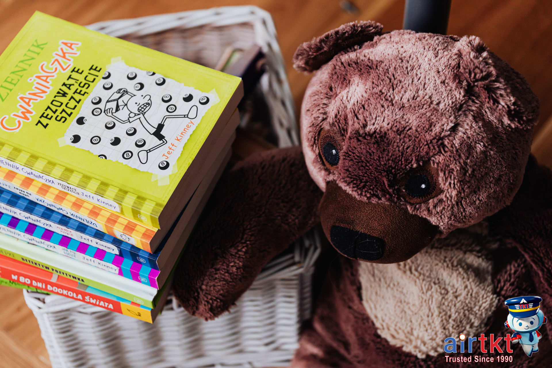 Kids travel entertainment items packed for family trips.