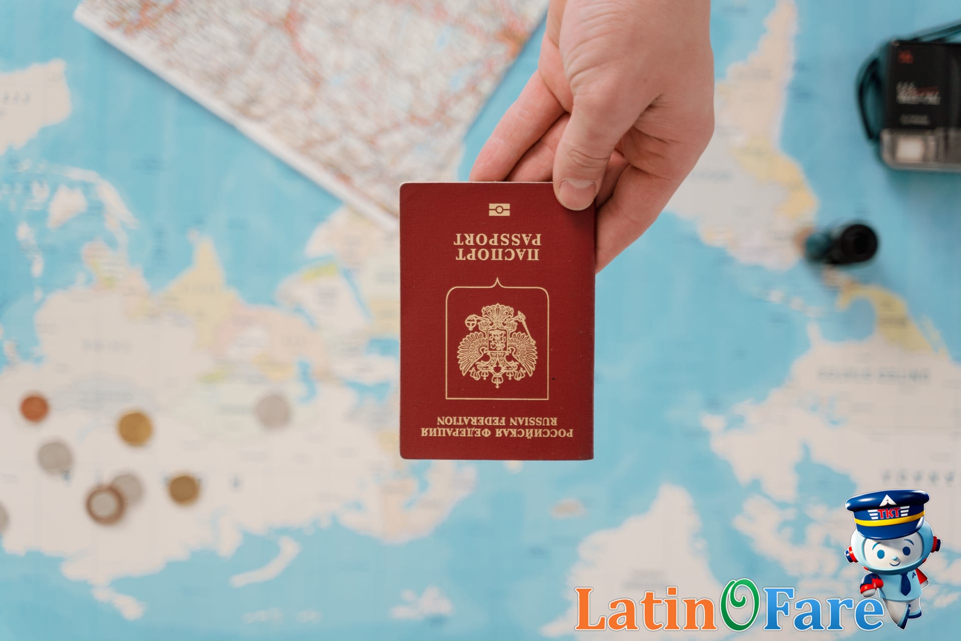 Traveler holding passports and documents for planning romantic couples vacation, affordable romance.
