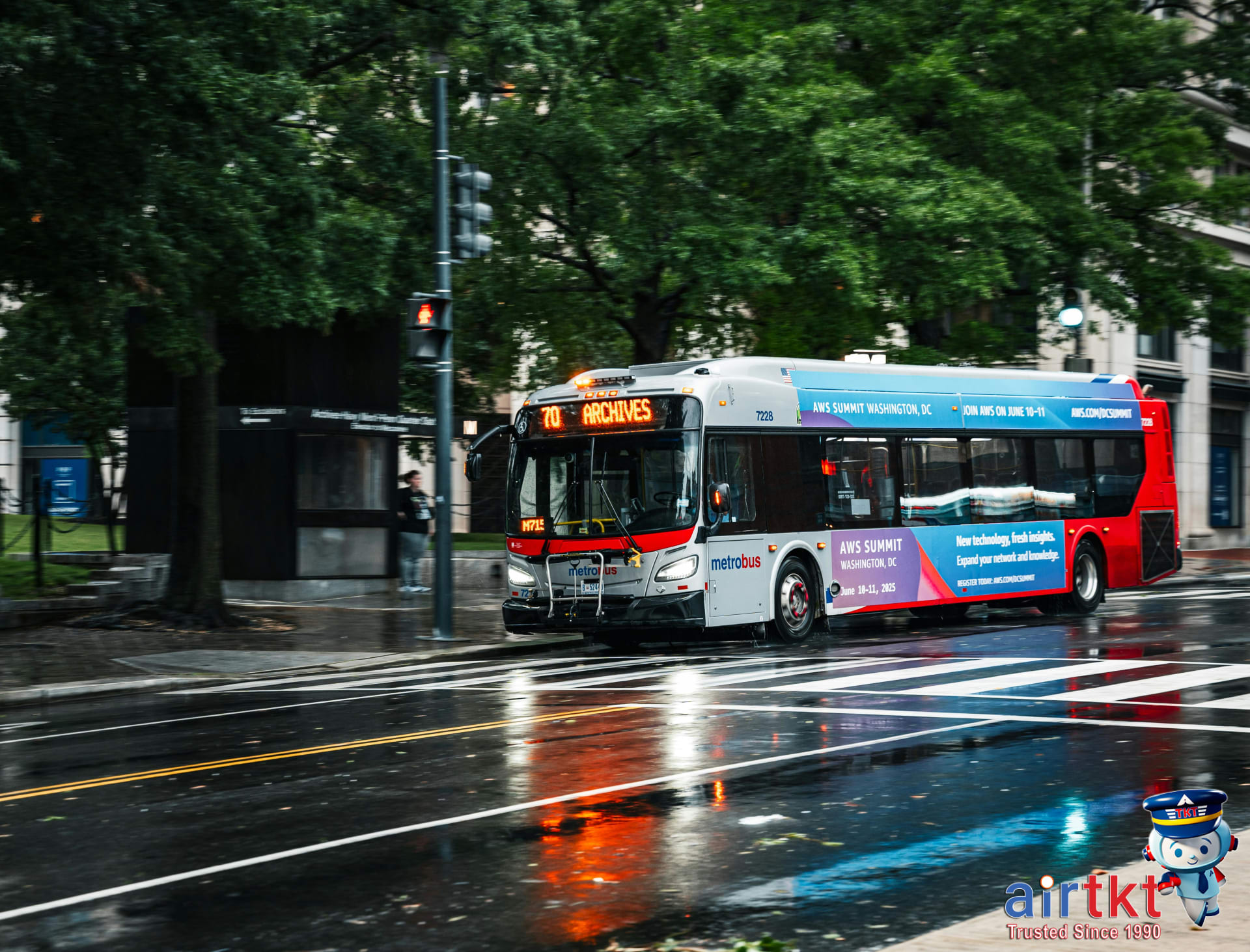 Multi-modal transport hub in Washington DC with Metro, buses, and Capital Bikeshare docks