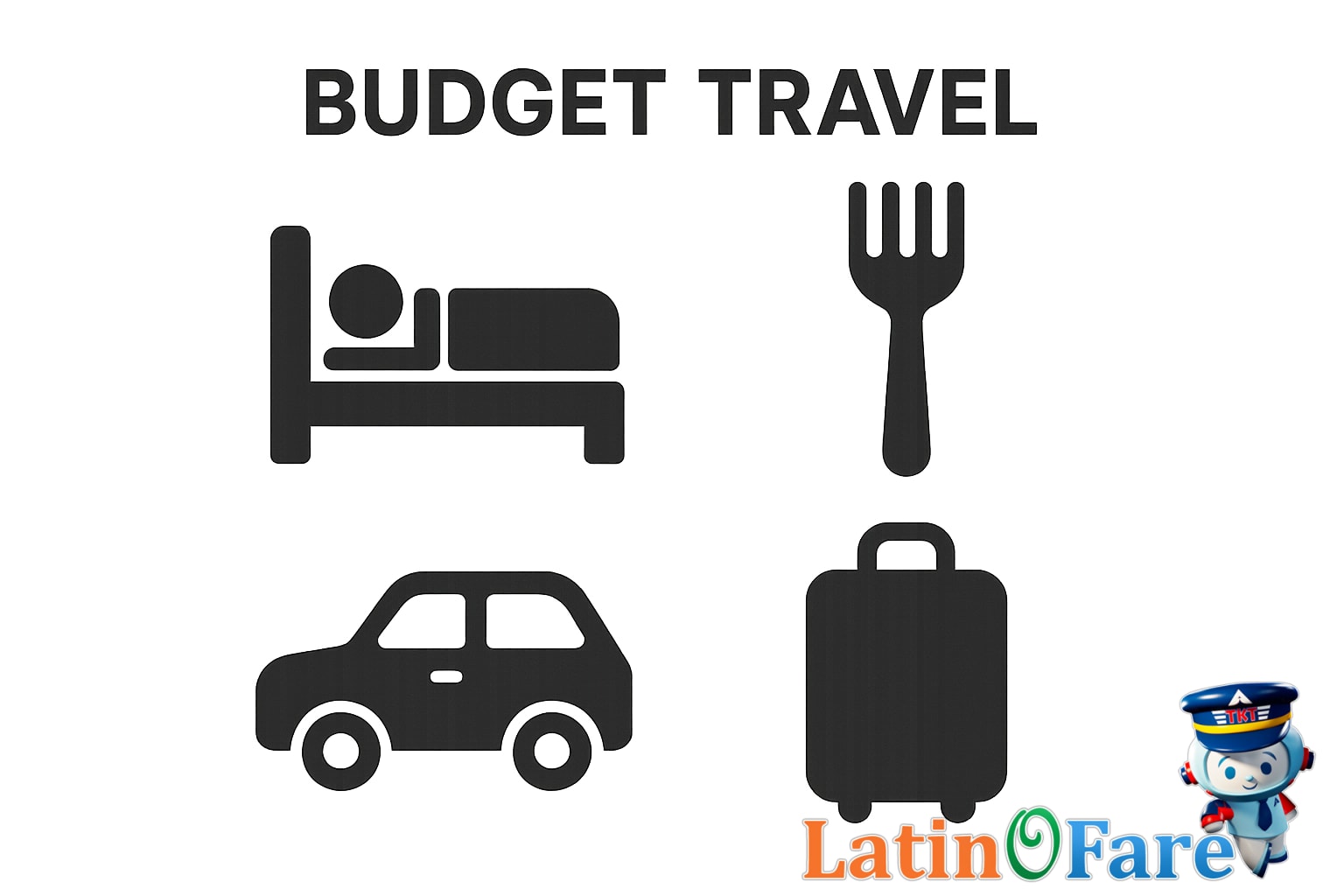 Detailed budget breakdown showing icons for beds, meals, transportation, and activities for red-eye travelers