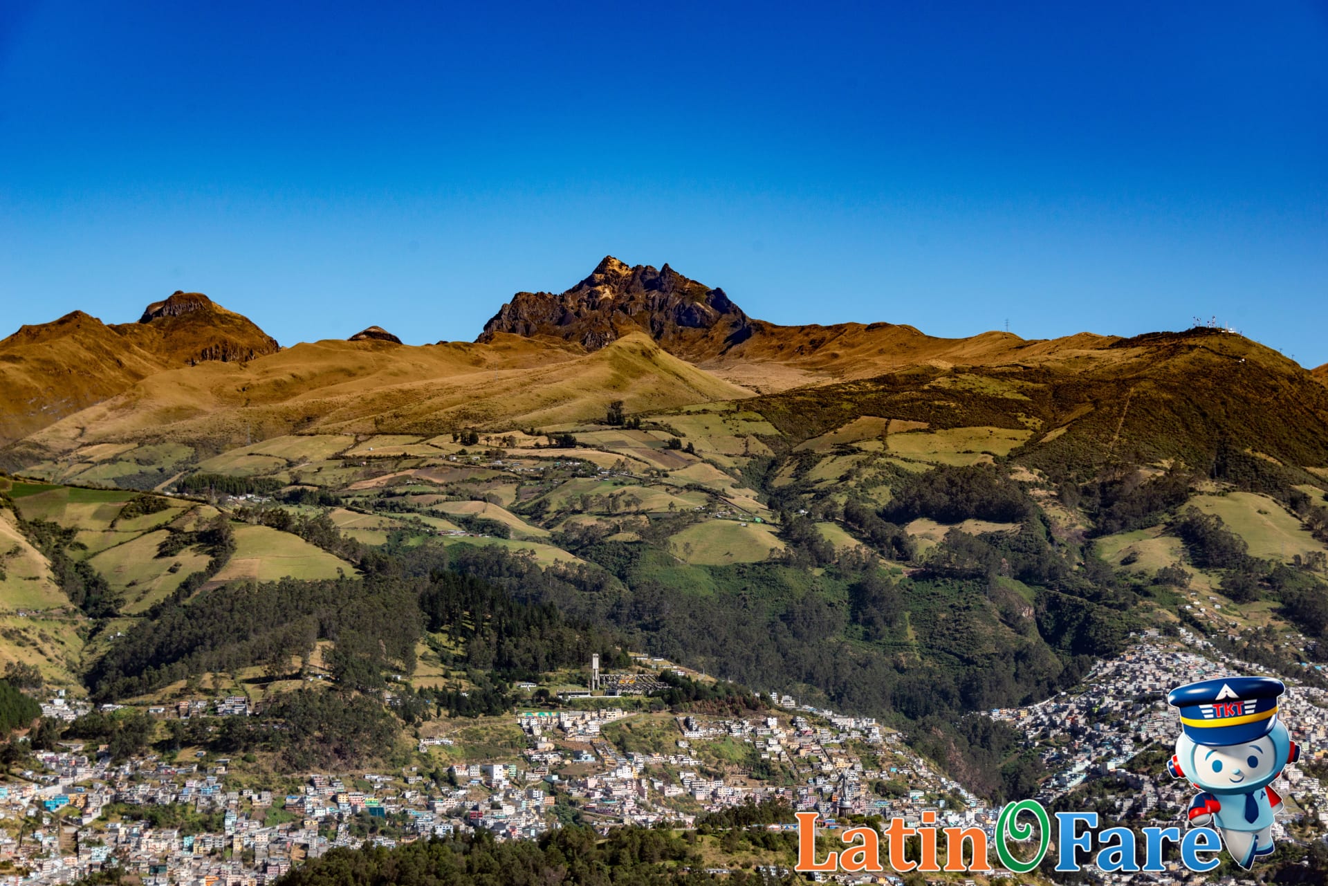 The Quito TeleferiQo cable car rises above city, offering iconic high-altitude views of Quito Ecuador