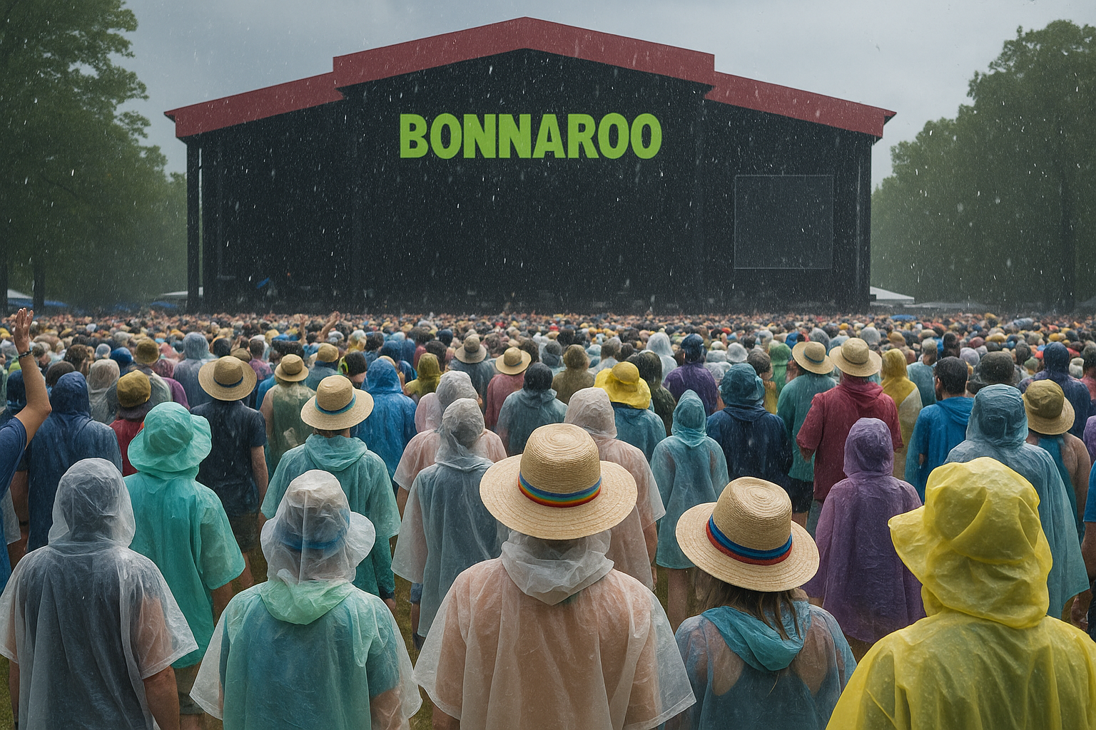 Bonnaroo attendees coping with Tennessee heat, rain, and muddy festival conditions outdoors