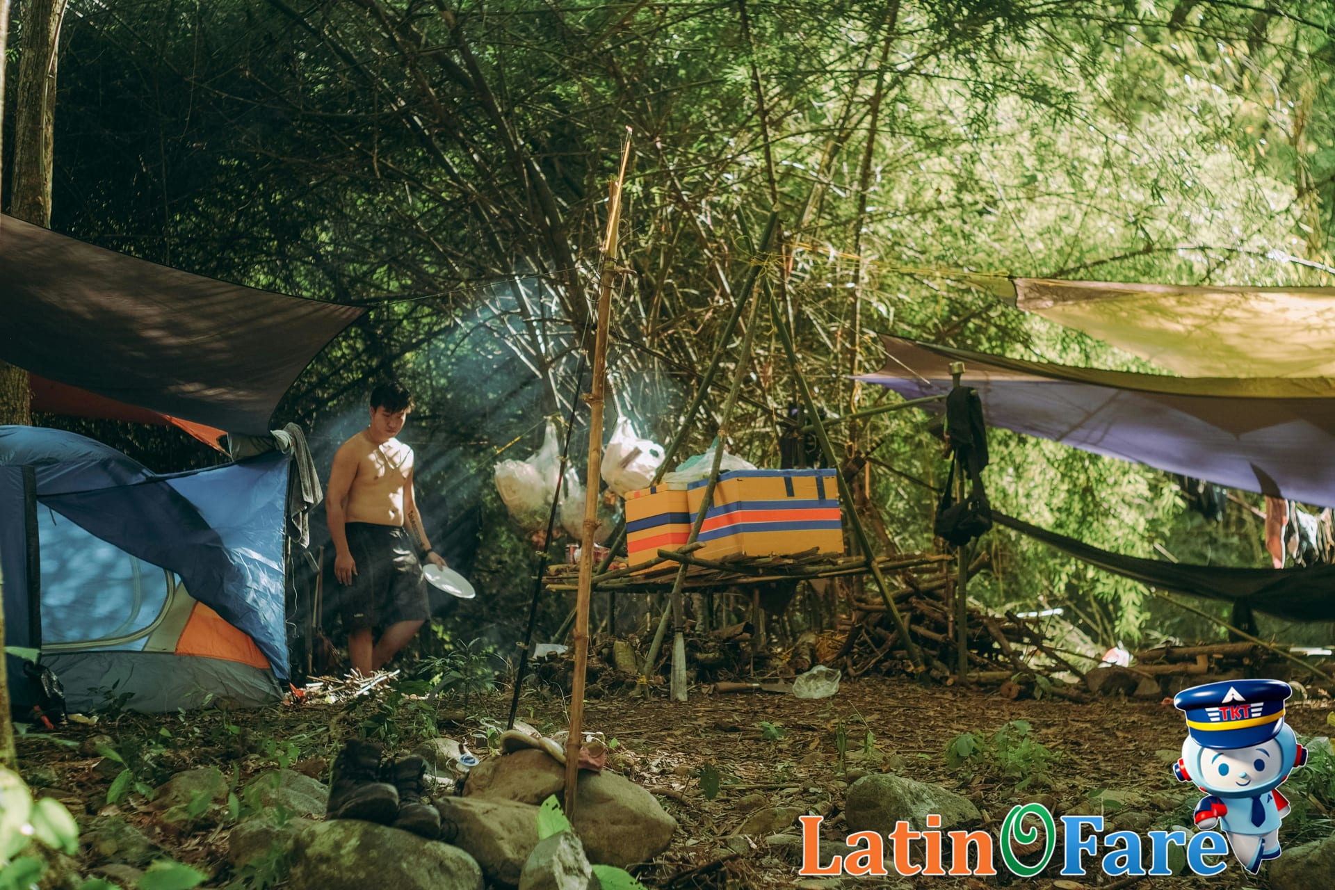 Colorful tents and lively campsites at Bonnaroo Music Festival on The Farm