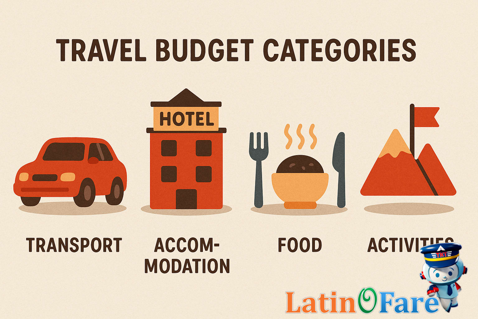 Travel budget breakdown illustration for beginner trip planners