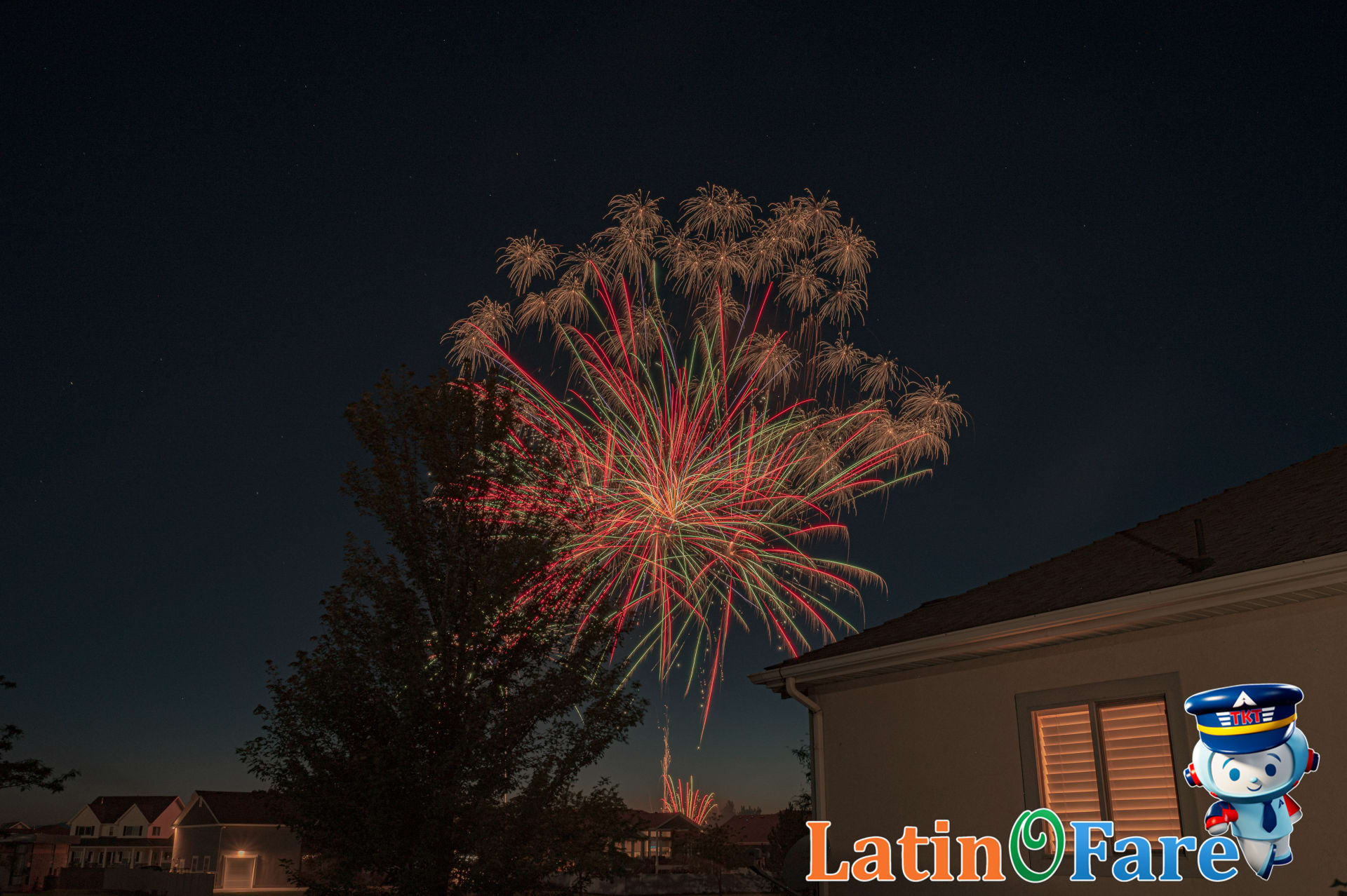 July 4th fireworks illuminate crowds coping with rainy Independence Day travel weather.