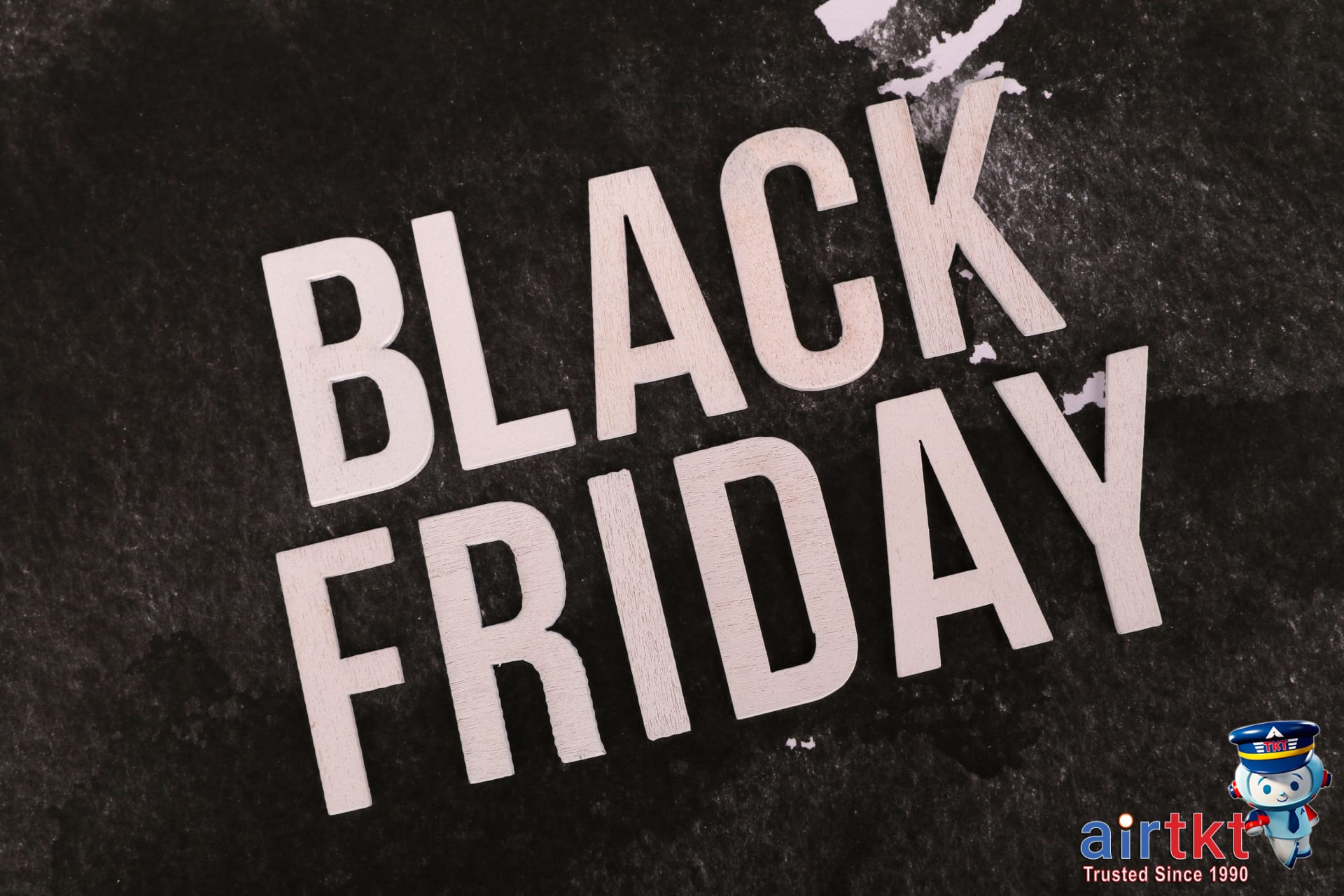 Black Friday travel deals with holiday sale banners and travel icons