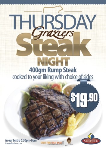 Thursday $19.90 Steak Night